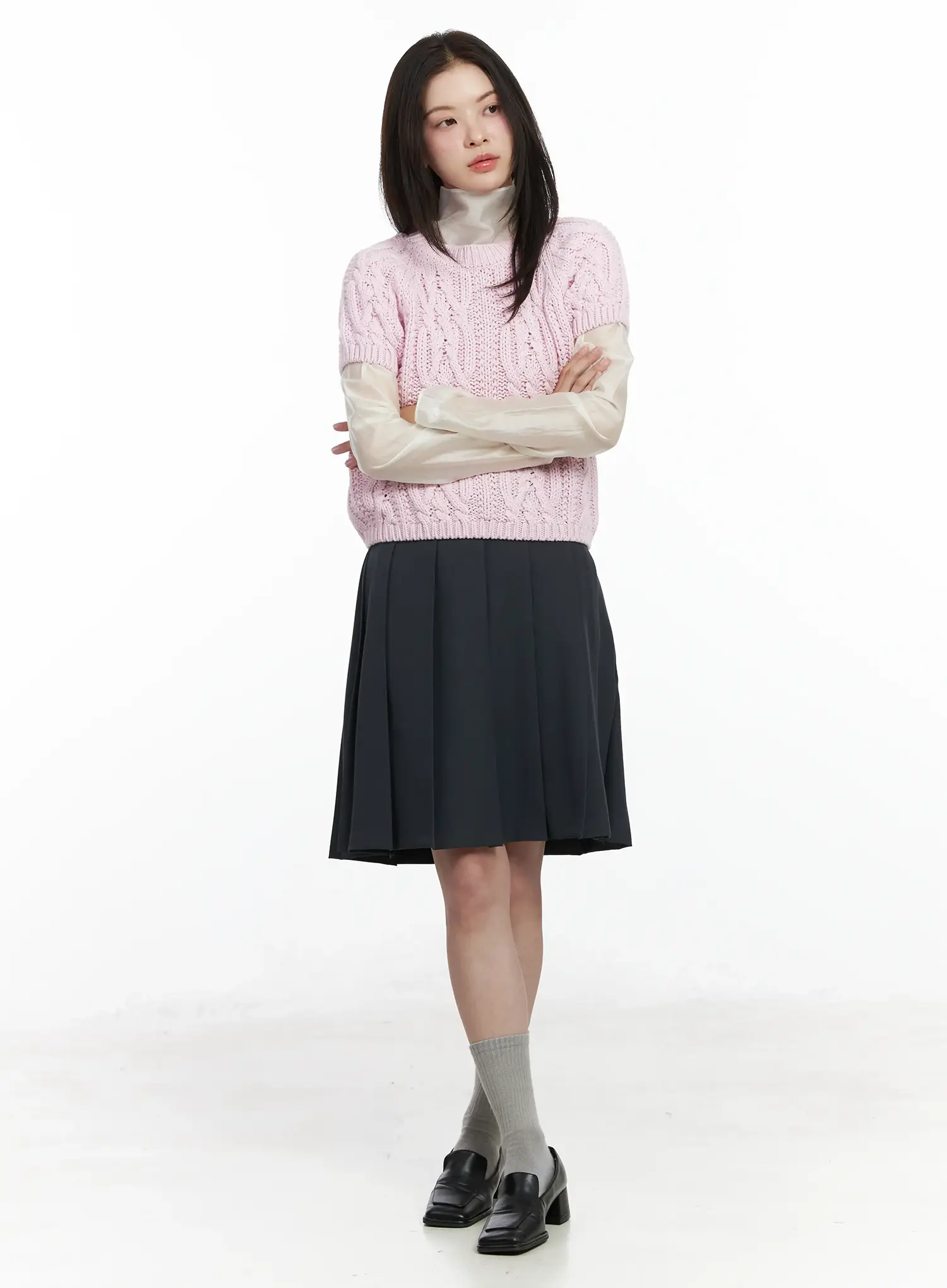 Cable Knit Short Sleeve Top IF524 - Image 7