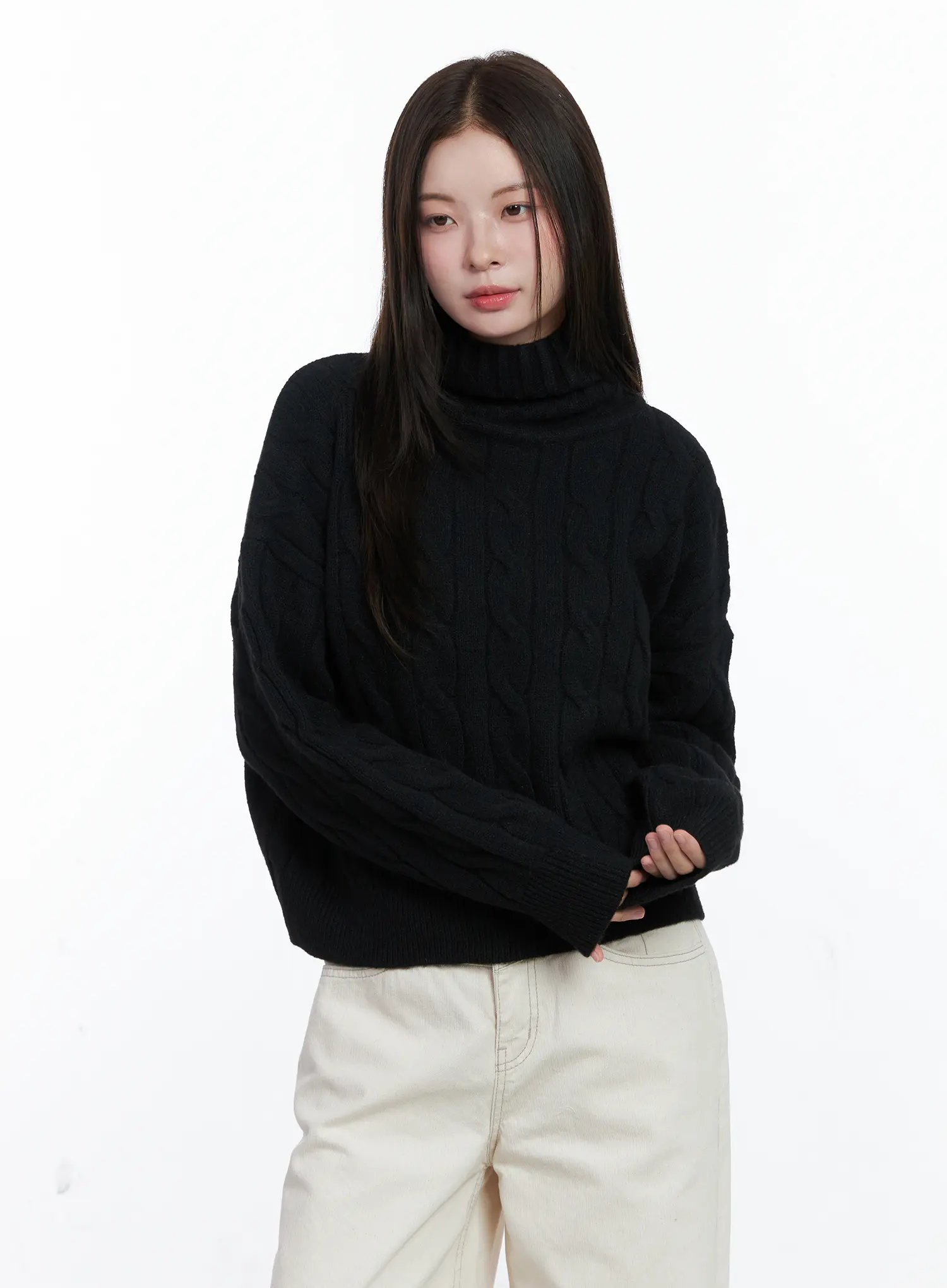 Cable Knit Turtleneck Sweater CO503 - Image 2