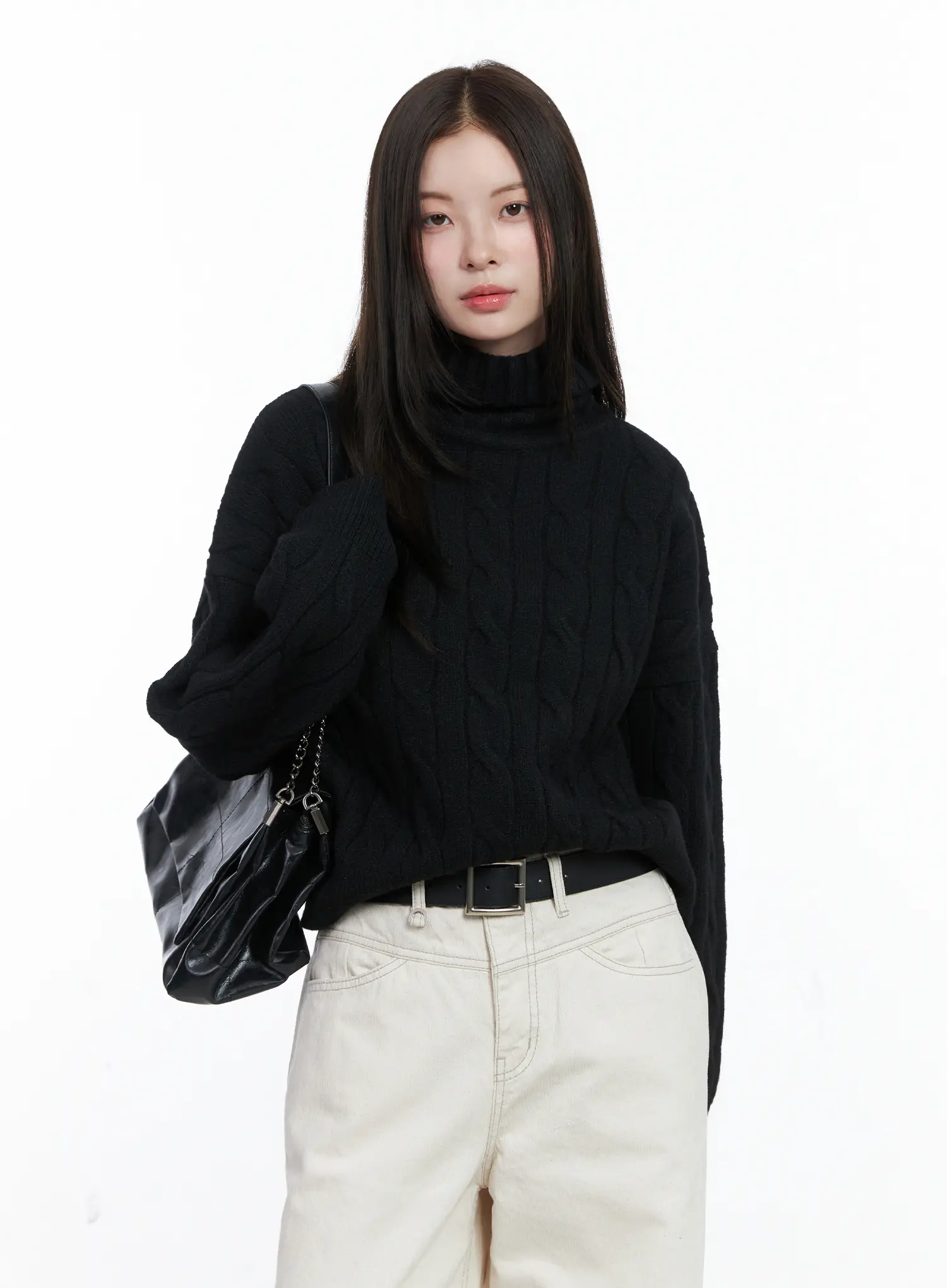 Cable Knit Turtleneck Sweater CO503 - Image 7