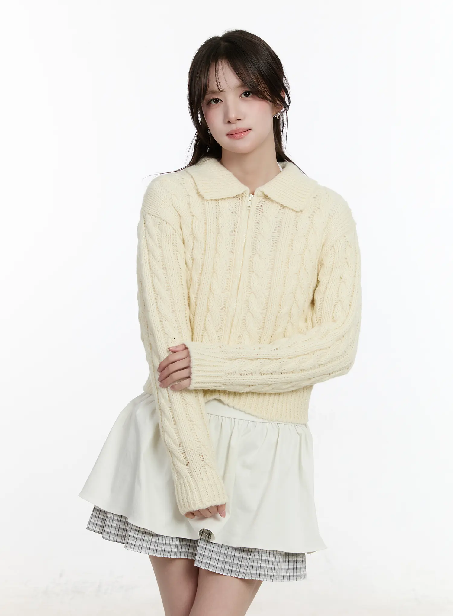Cable Knit Zip-Up Jacket CM510 - Image 17