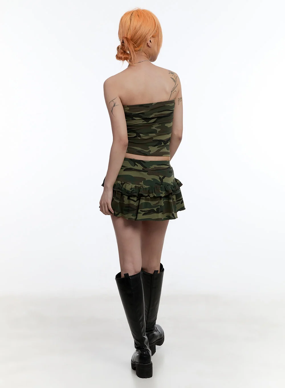 Camo-Print Ruffle Mini Skirt CU502 - Image 4