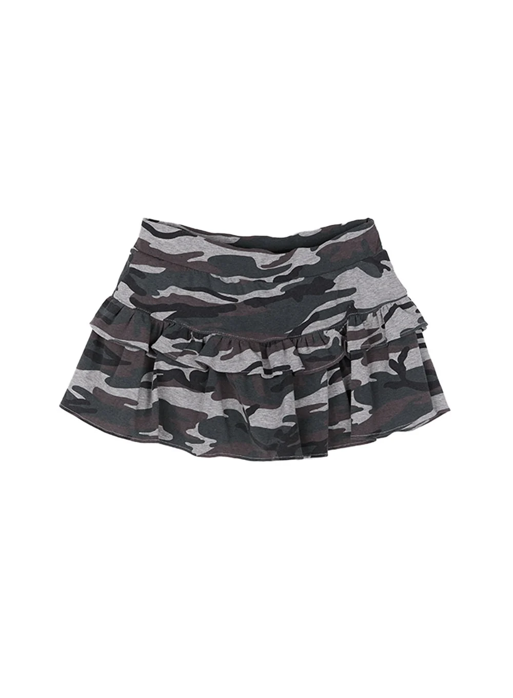 Camo-Print Ruffle Mini Skirt CU502 - Image 8