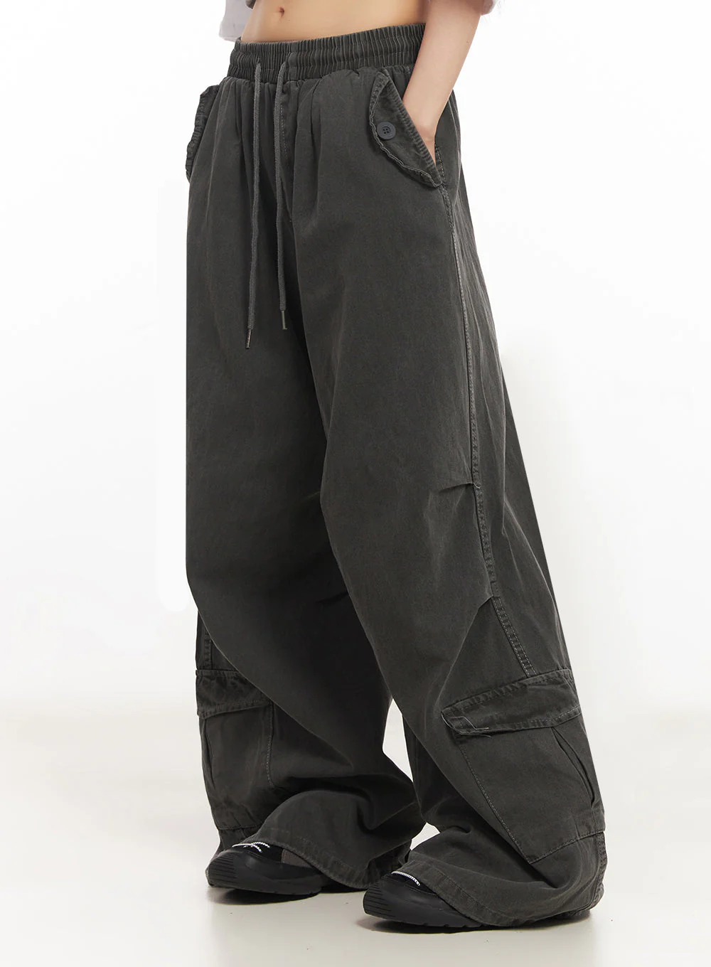 Cargo Washed Wide-Leg Sweatpants IY502 - Image 8