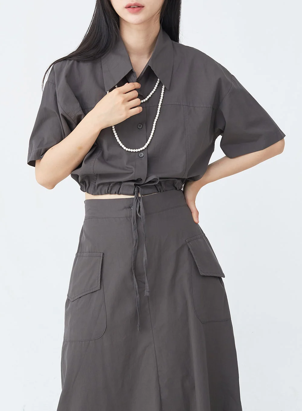 Cargo Wide Fit Long Skirt with Pocket UU1407 - Image 7