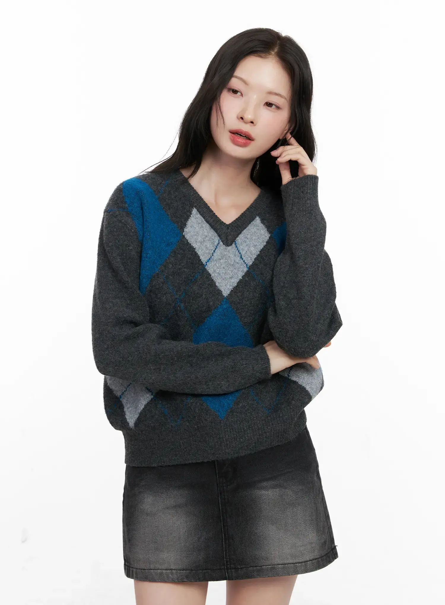 Casual Argyle Long Sleeve Knit CO522 - Image 10