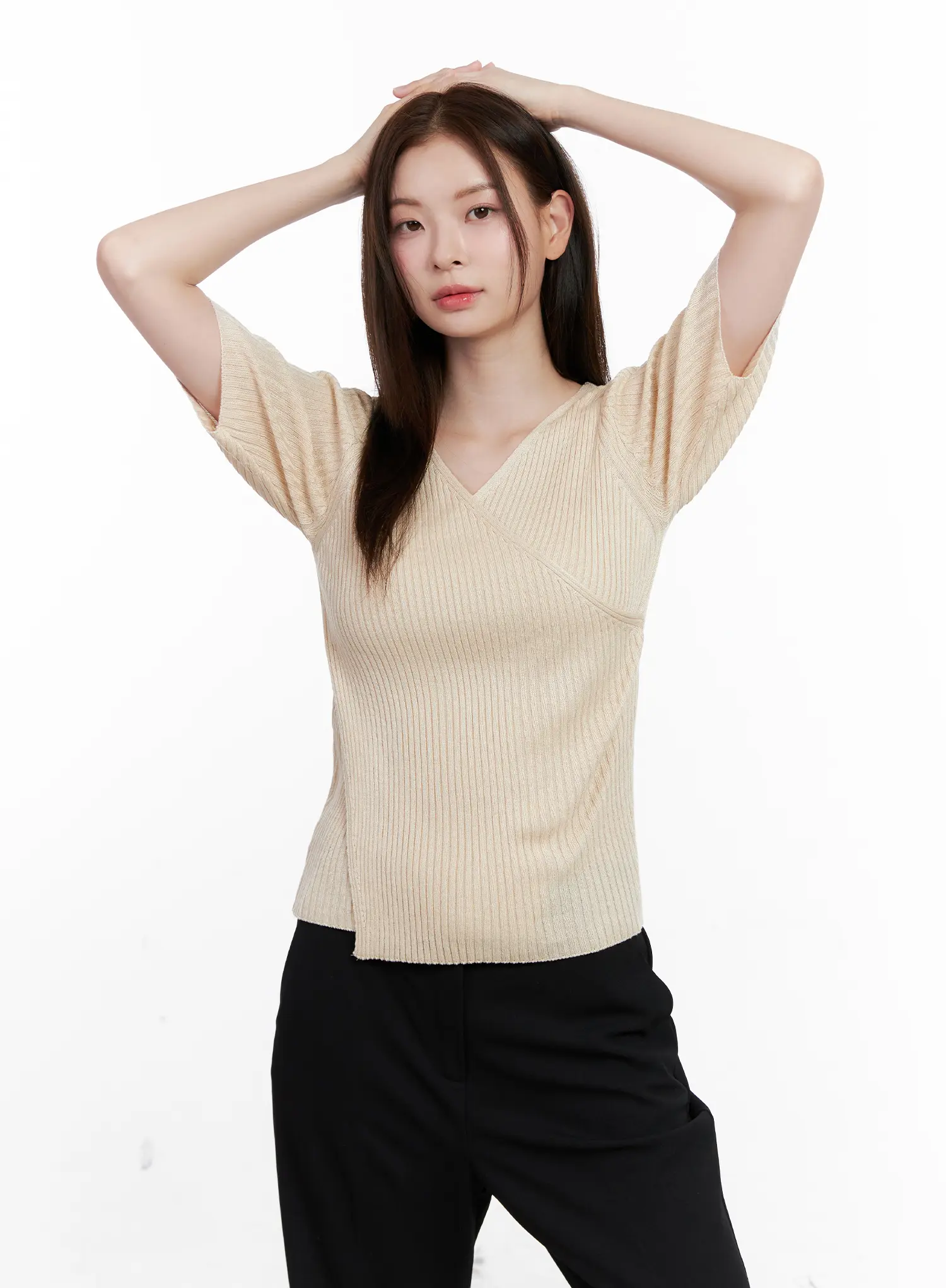 Casual Knit V-Neck Tee CL523 - Image 11