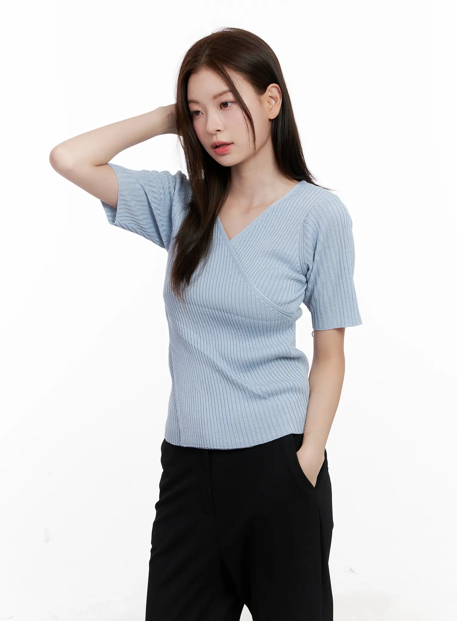 Casual Knit V-Neck Tee CL523 - Image 13