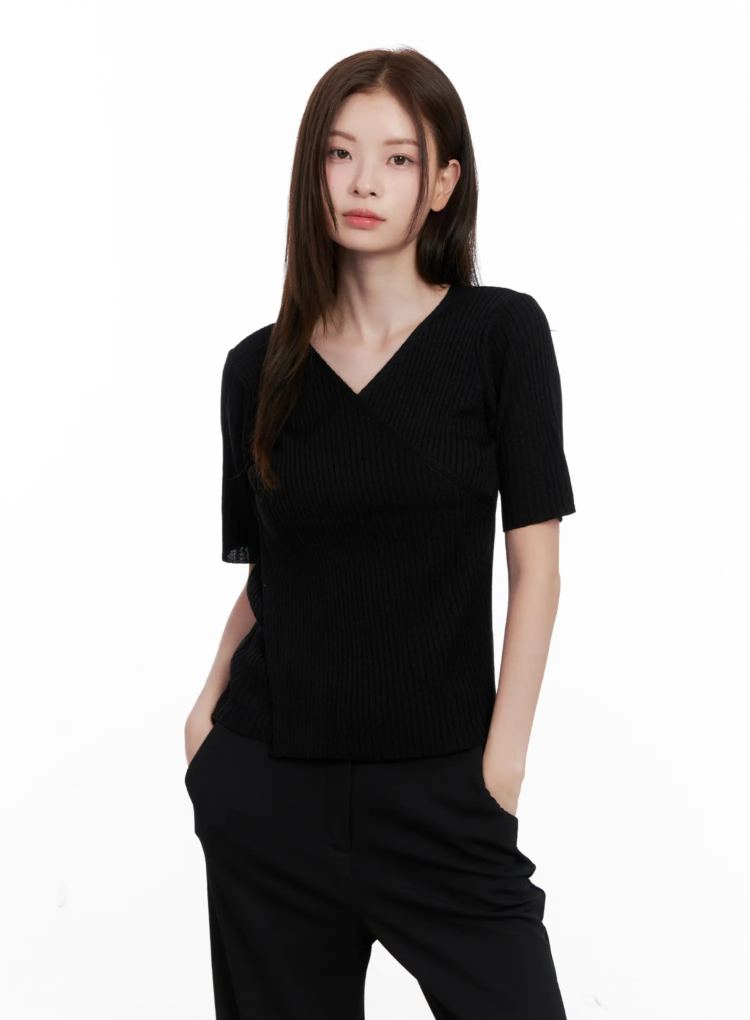 Casual Knit V-Neck Tee CL523 - Image 14