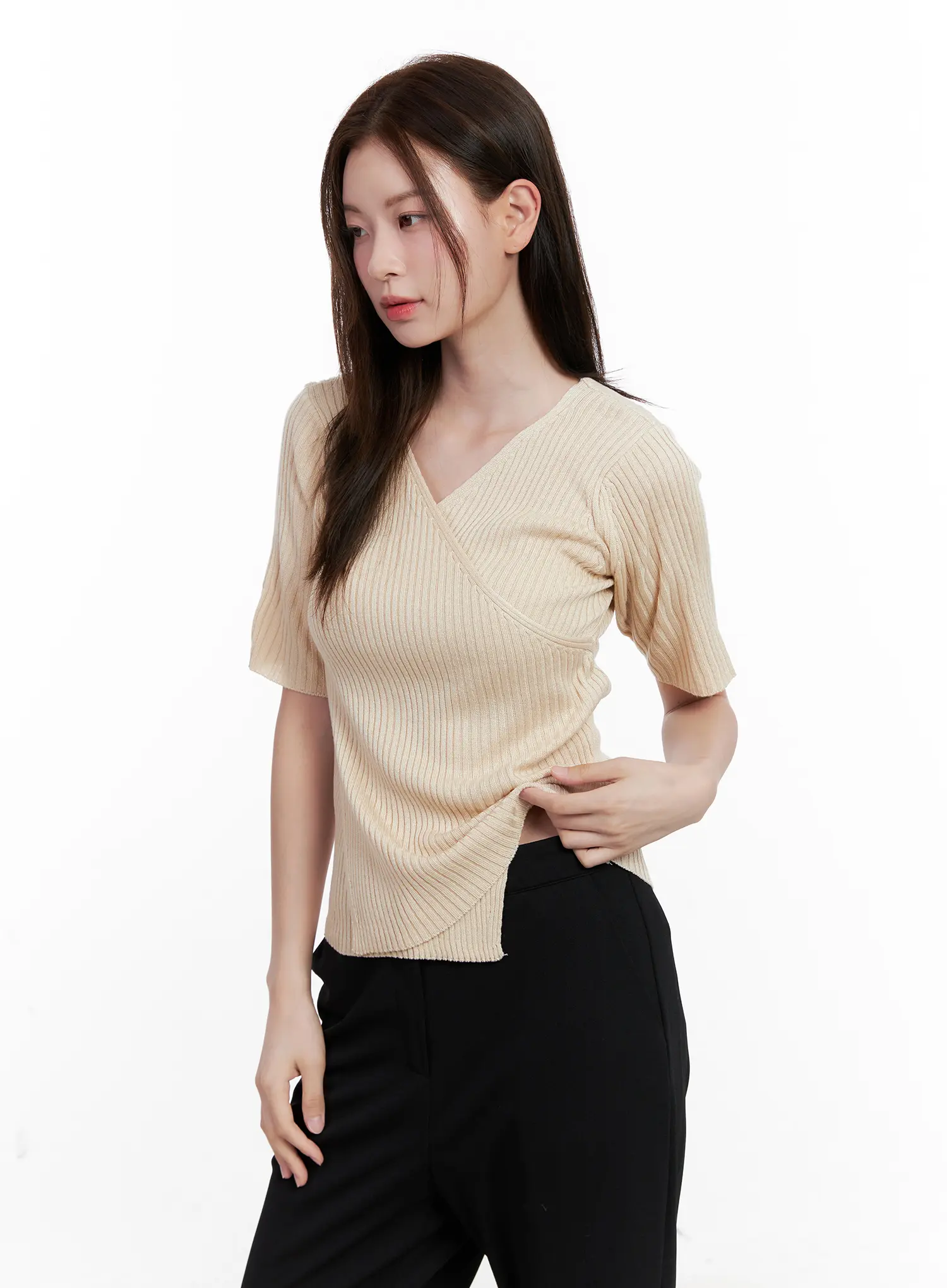 Casual Knit V-Neck Tee CL523 - Image 6