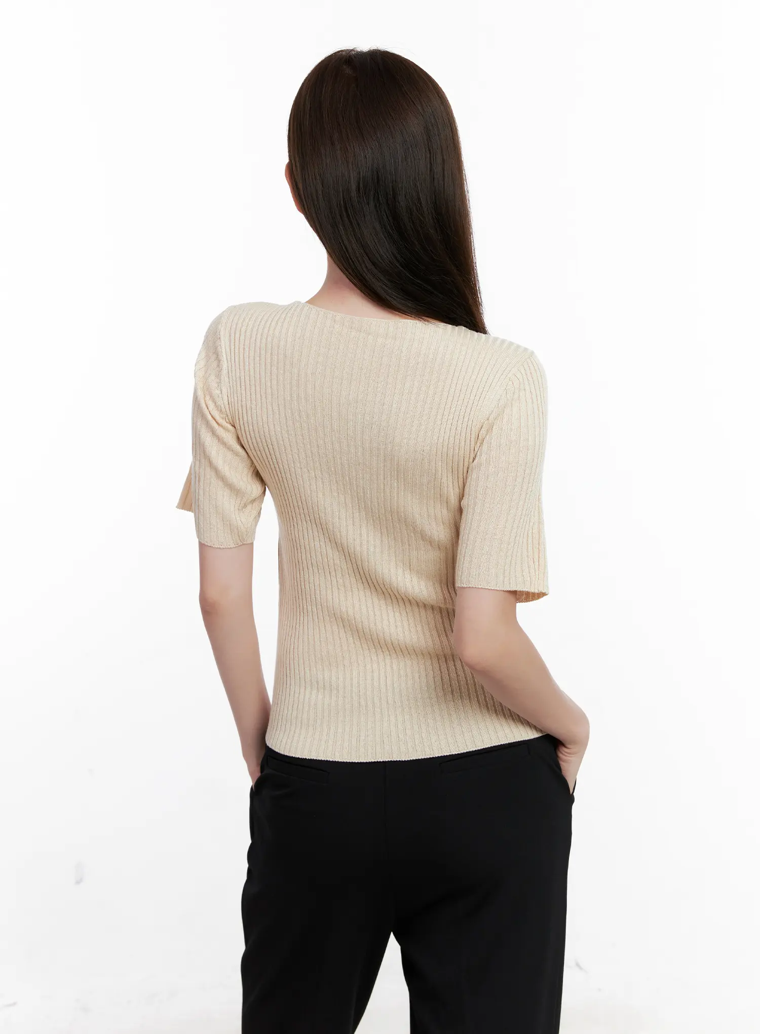 Casual Knit V-Neck Tee CL523 - Image 8