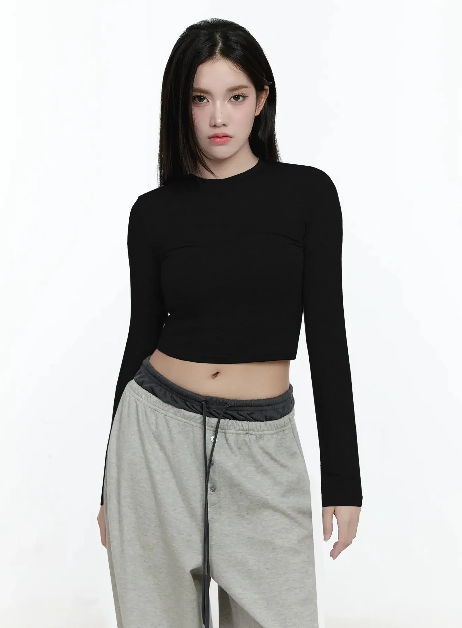 Casual Long Sleeve Crop Tee IO527 - Image 15