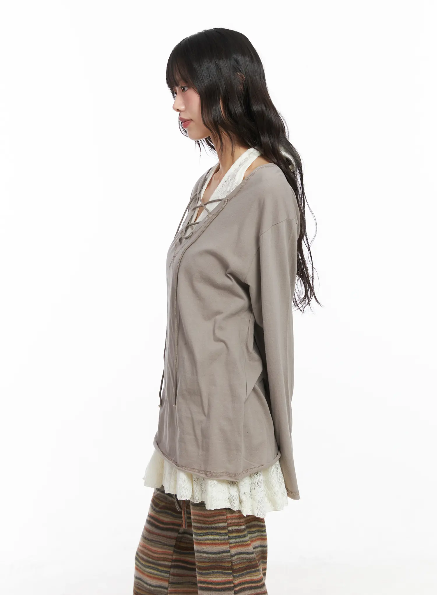 Casual Loose Fit Eyelet Tee CD531 - Image 5