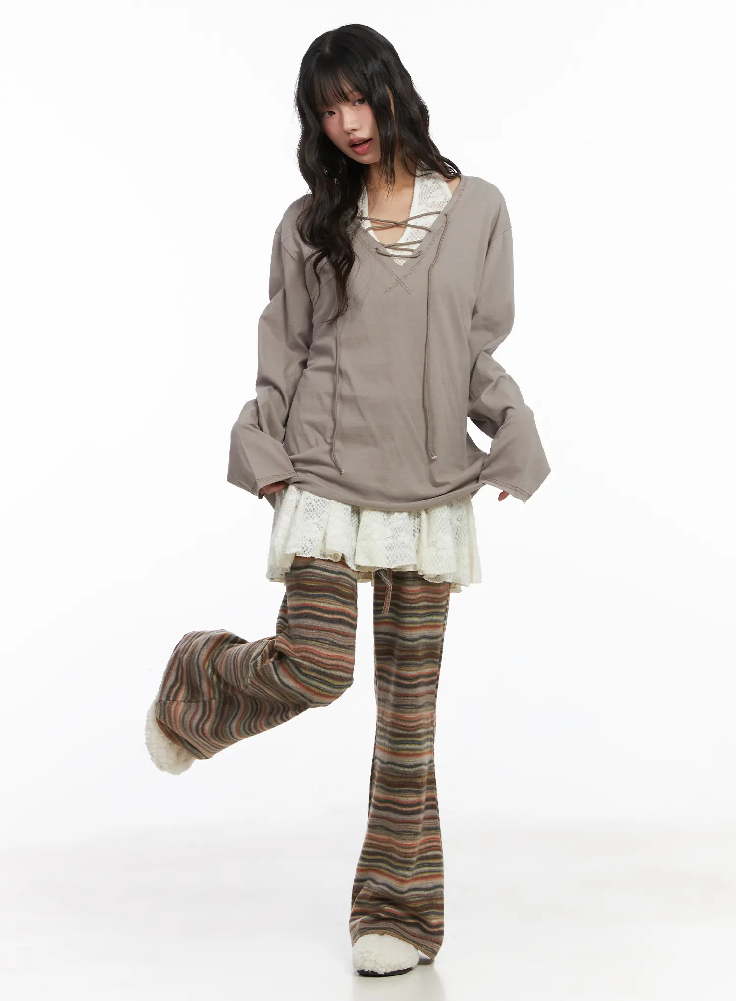Casual Loose Fit Eyelet Tee CD531 - Image 6