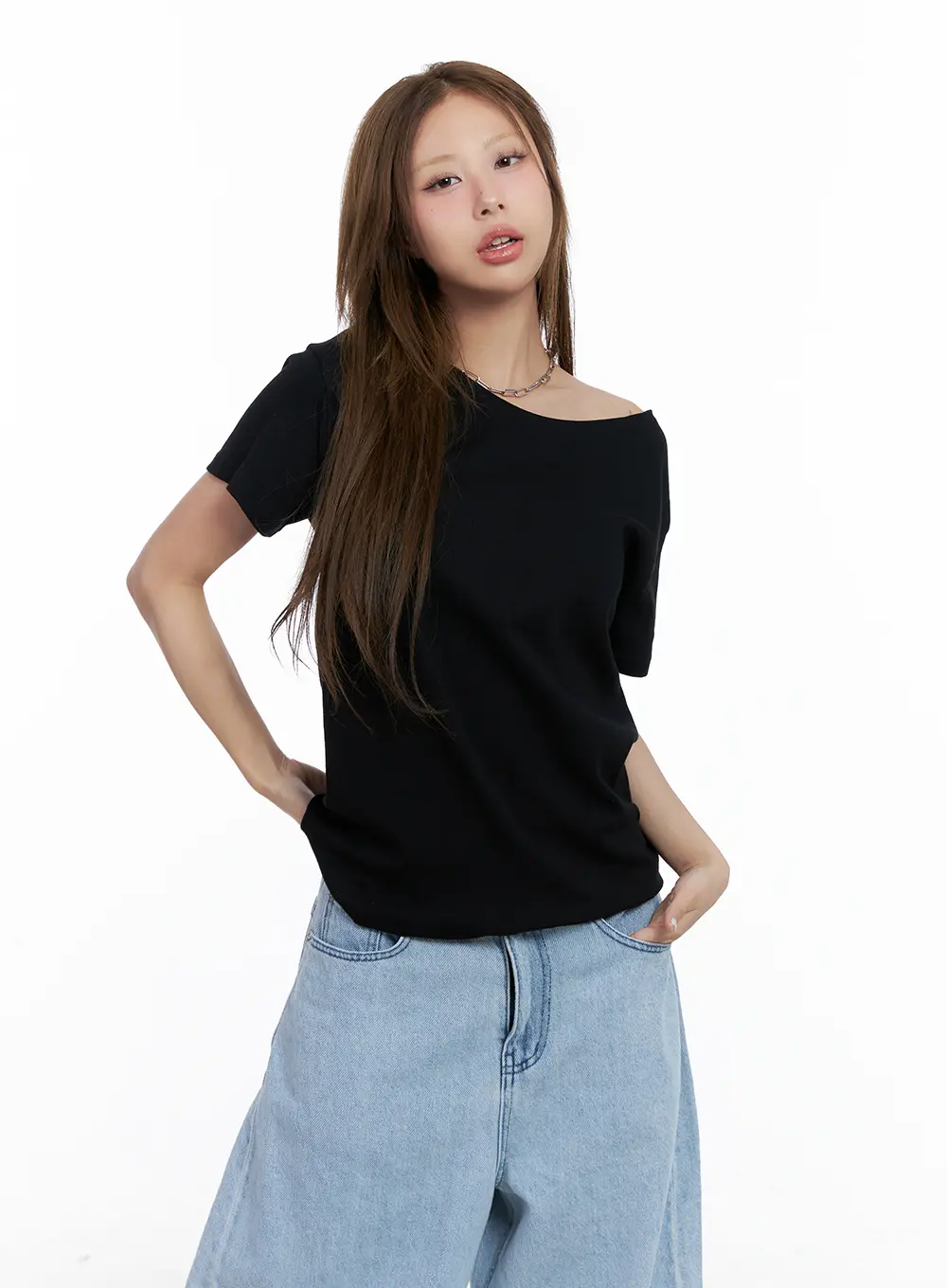 Casual Off-Shoulder Loose-Fit Tee CL511 - Image 12
