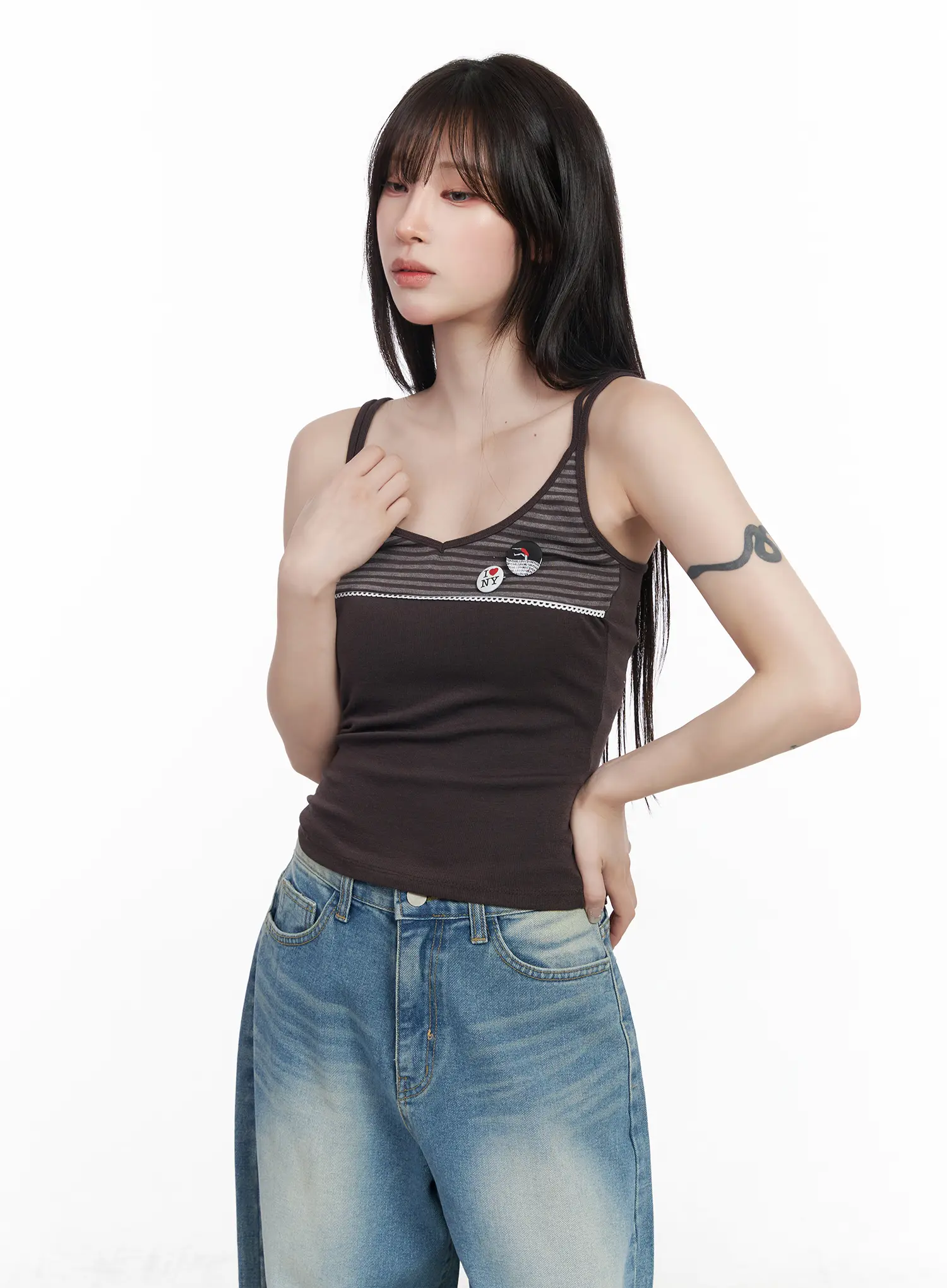 Casual Ribbed Sleeveless Top With Badges CF523 - Image 11