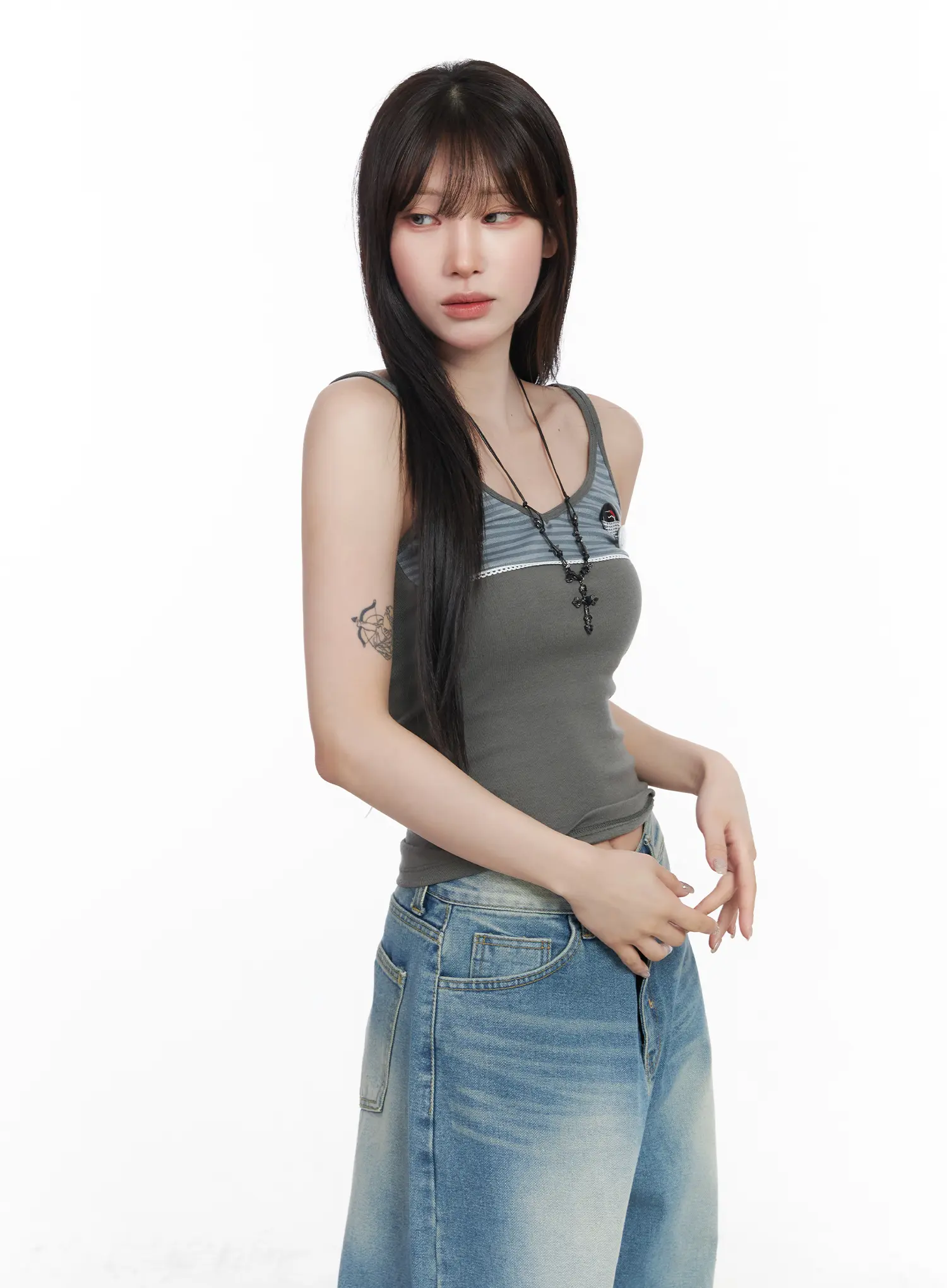 Casual Ribbed Sleeveless Top With Badges CF523 - Image 12