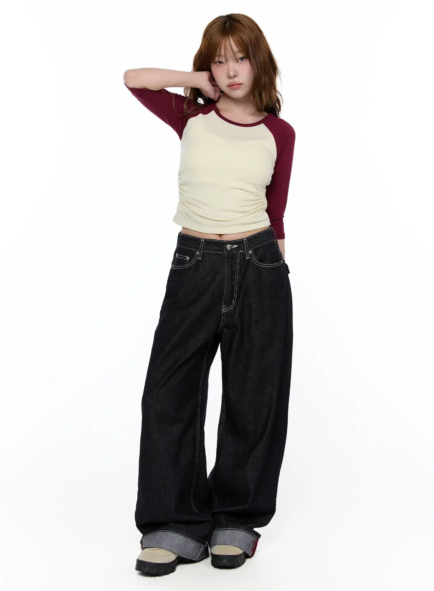 Casual Two-Tone 3/4 Sleeve Top CA521 - Image 3