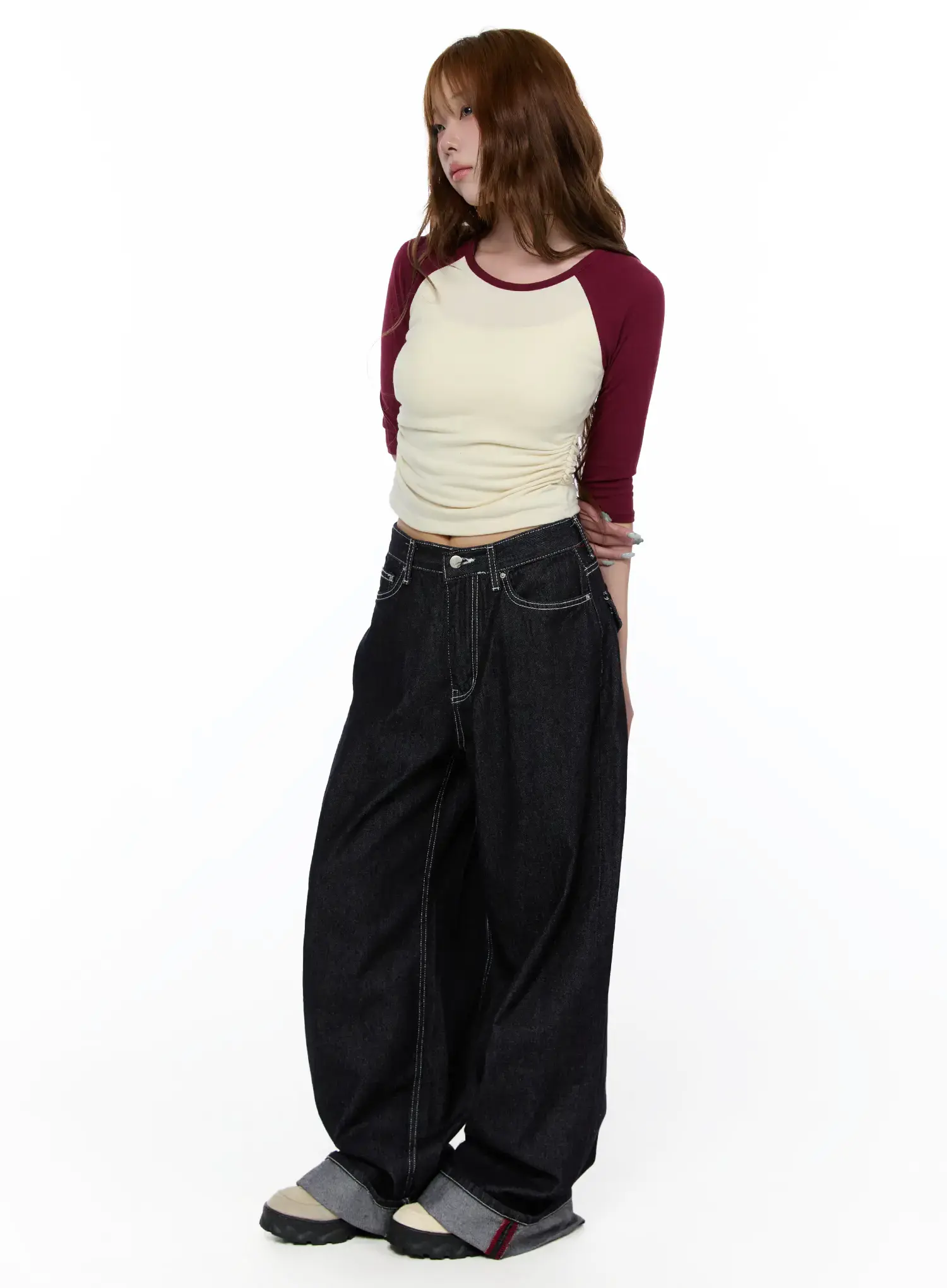 Casual Two-Tone 3/4 Sleeve Top CA521 - Image 7