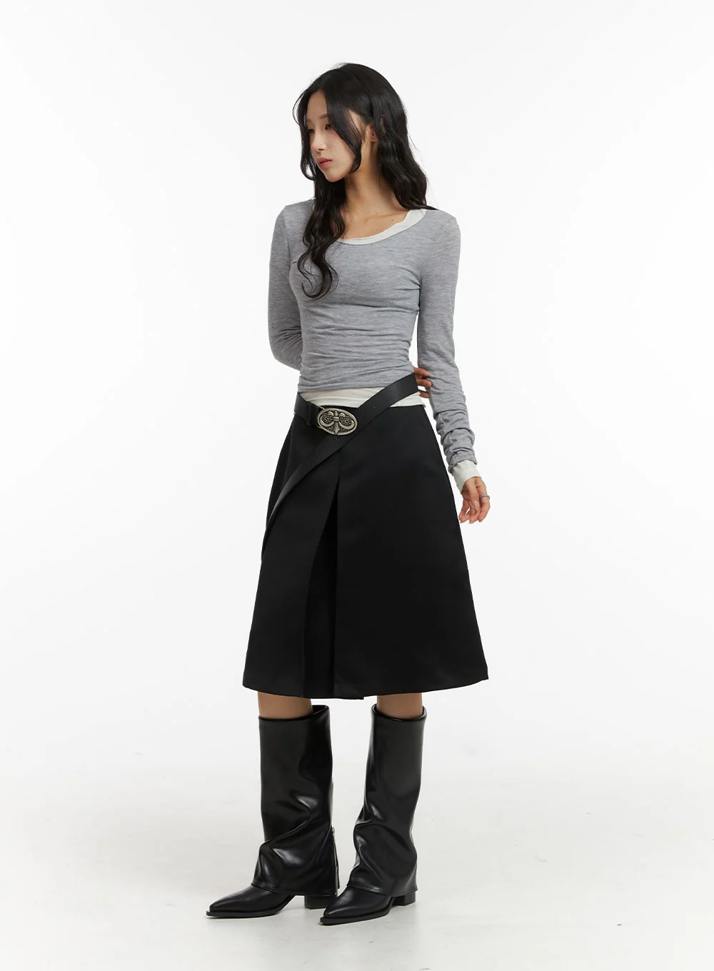 Casual U-Neck Long Sleeve Top CJ417 - Image 3