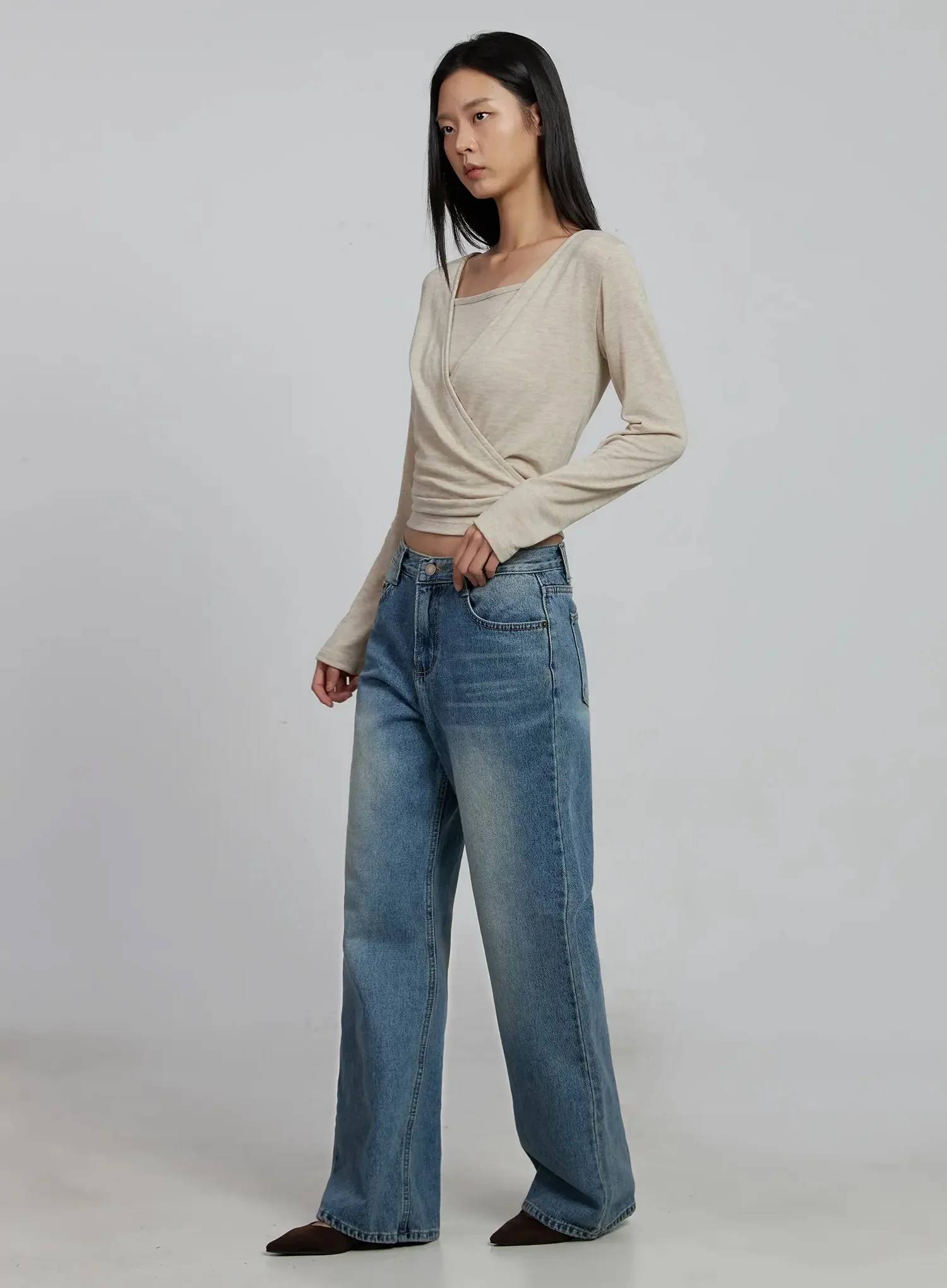 Casual Wrap V-Neck Top Set IM520 - Image 11
