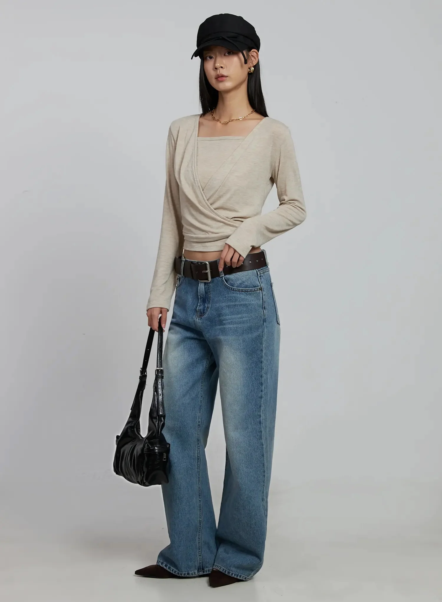 Casual Wrap V-Neck Top Set IM520 - Image 2