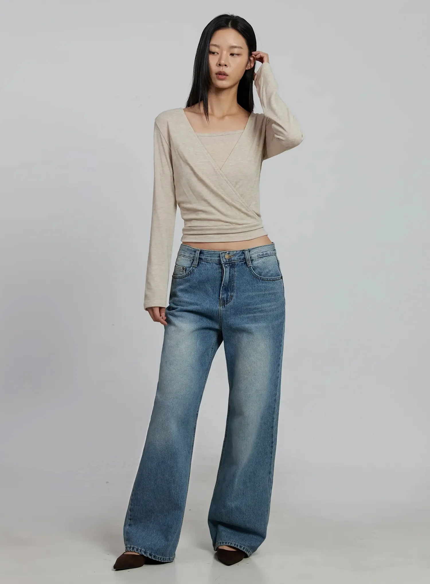 Casual Wrap V-Neck Top Set IM520 - Image 3