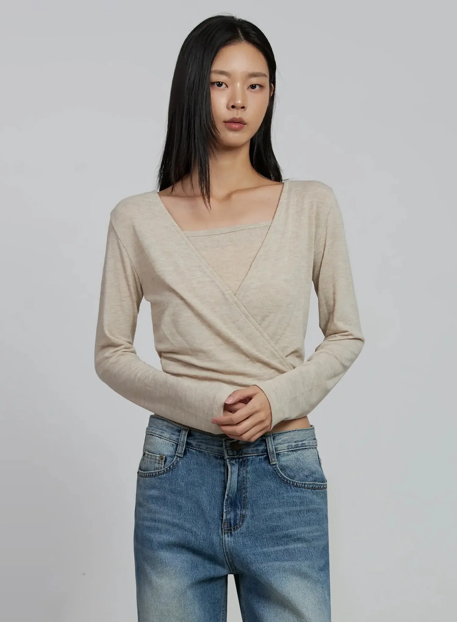 Casual Wrap V-Neck Top Set IM520 - Image 5