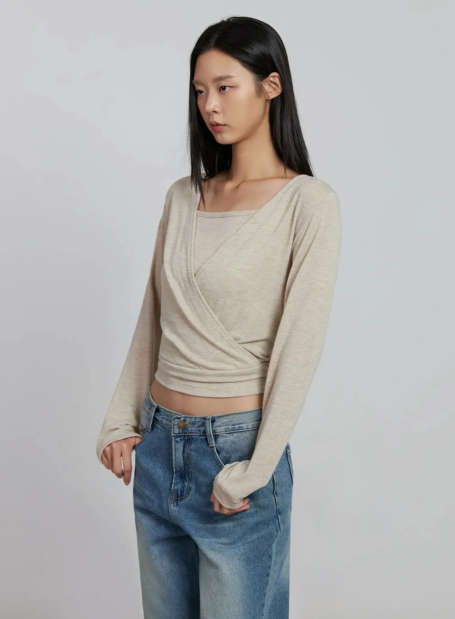 Casual Wrap V-Neck Top Set IM520 - Image 6