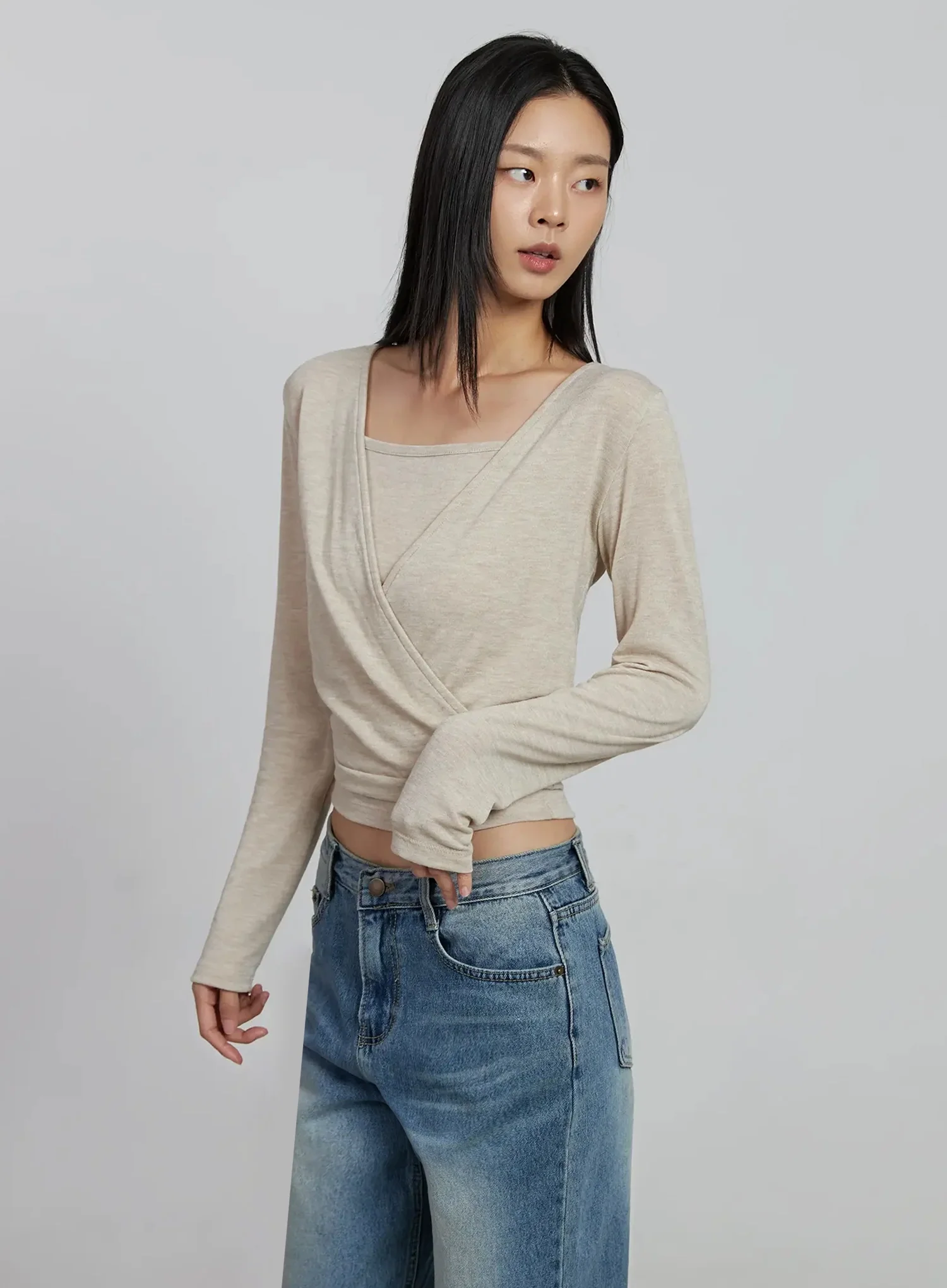 Casual Wrap V-Neck Top Set IM520 - Image 7