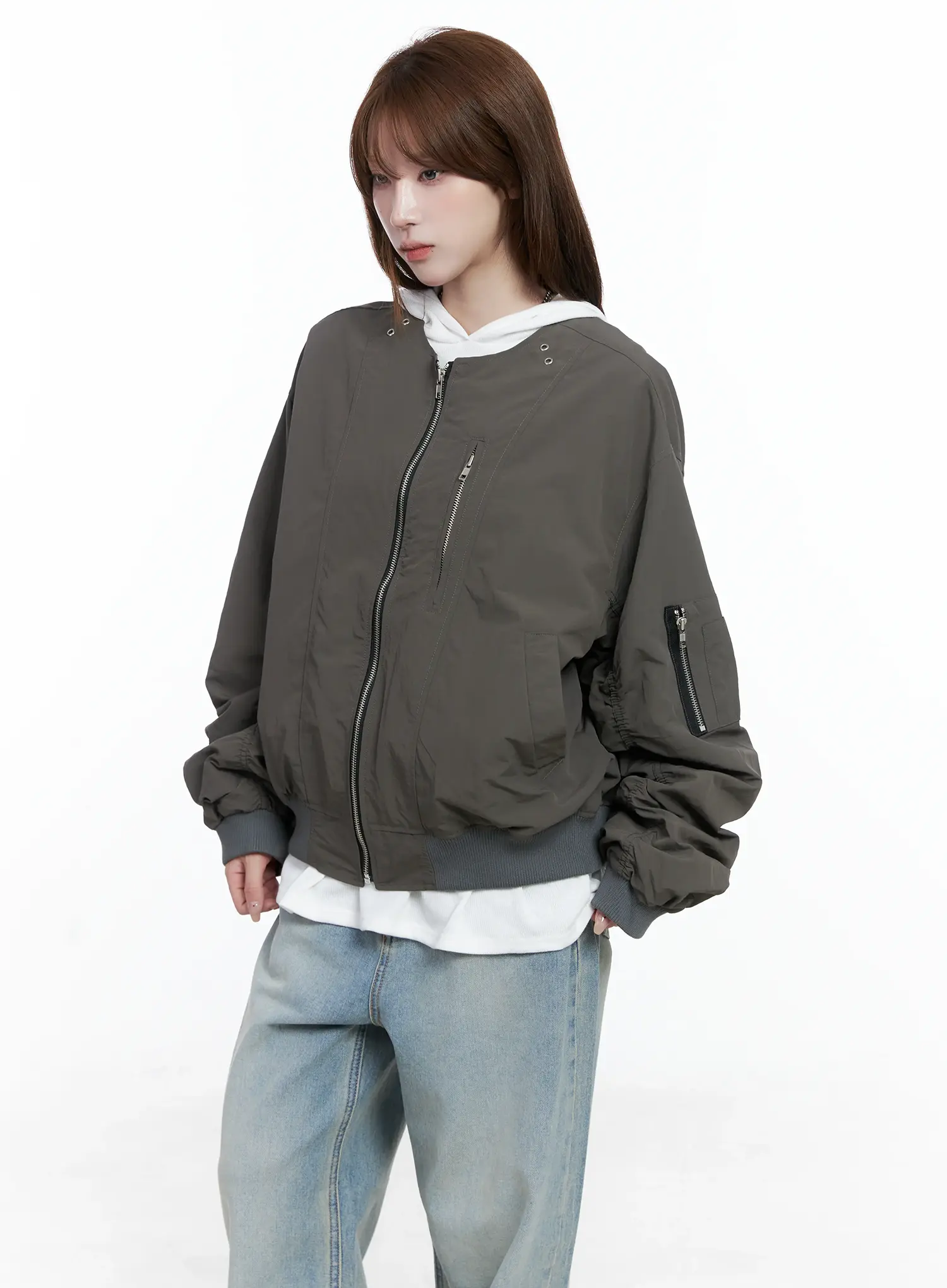 Casual Zip-Up Bomber Jacket CS501 - Image 4