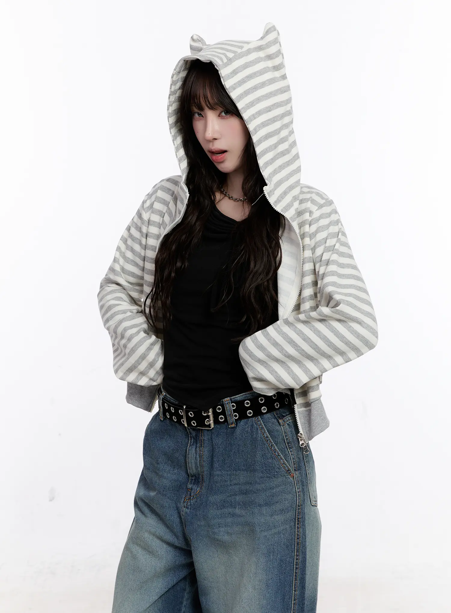 Cat Ear Striped Hoodie CO501 - Image 9