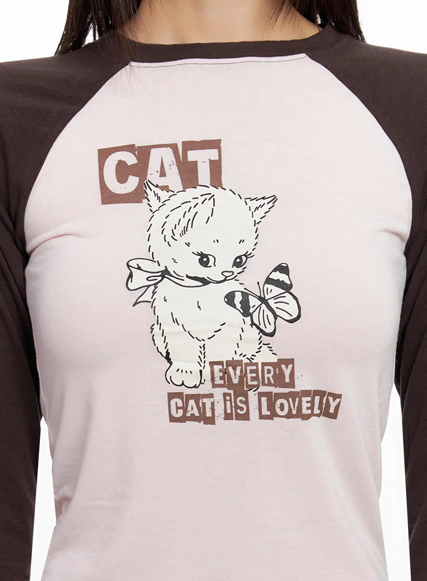 Cat Graphic Raglan Top IN503 - Image 4