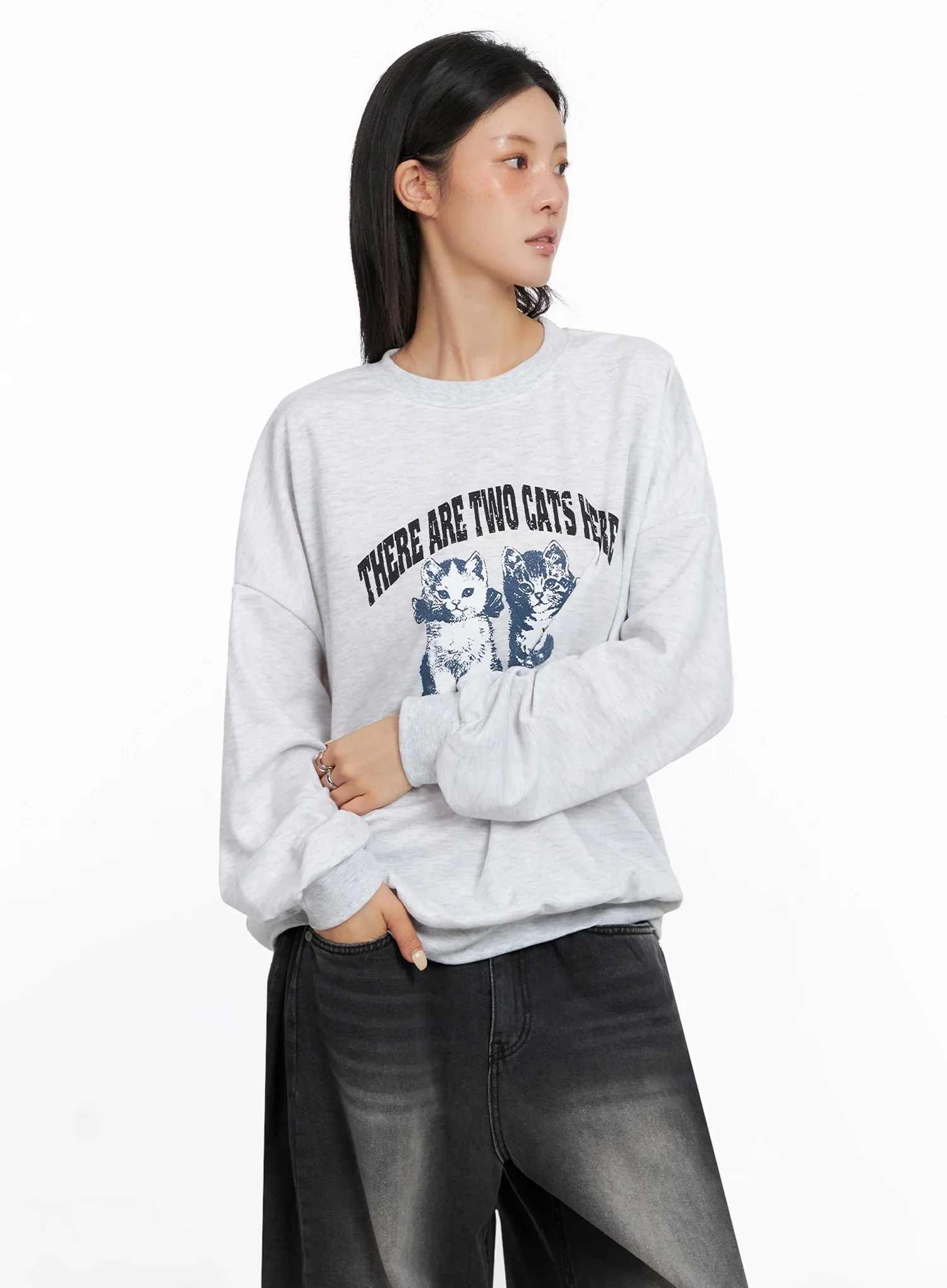 Cat Print Graphic Sweatshirt IS508 - Image 10