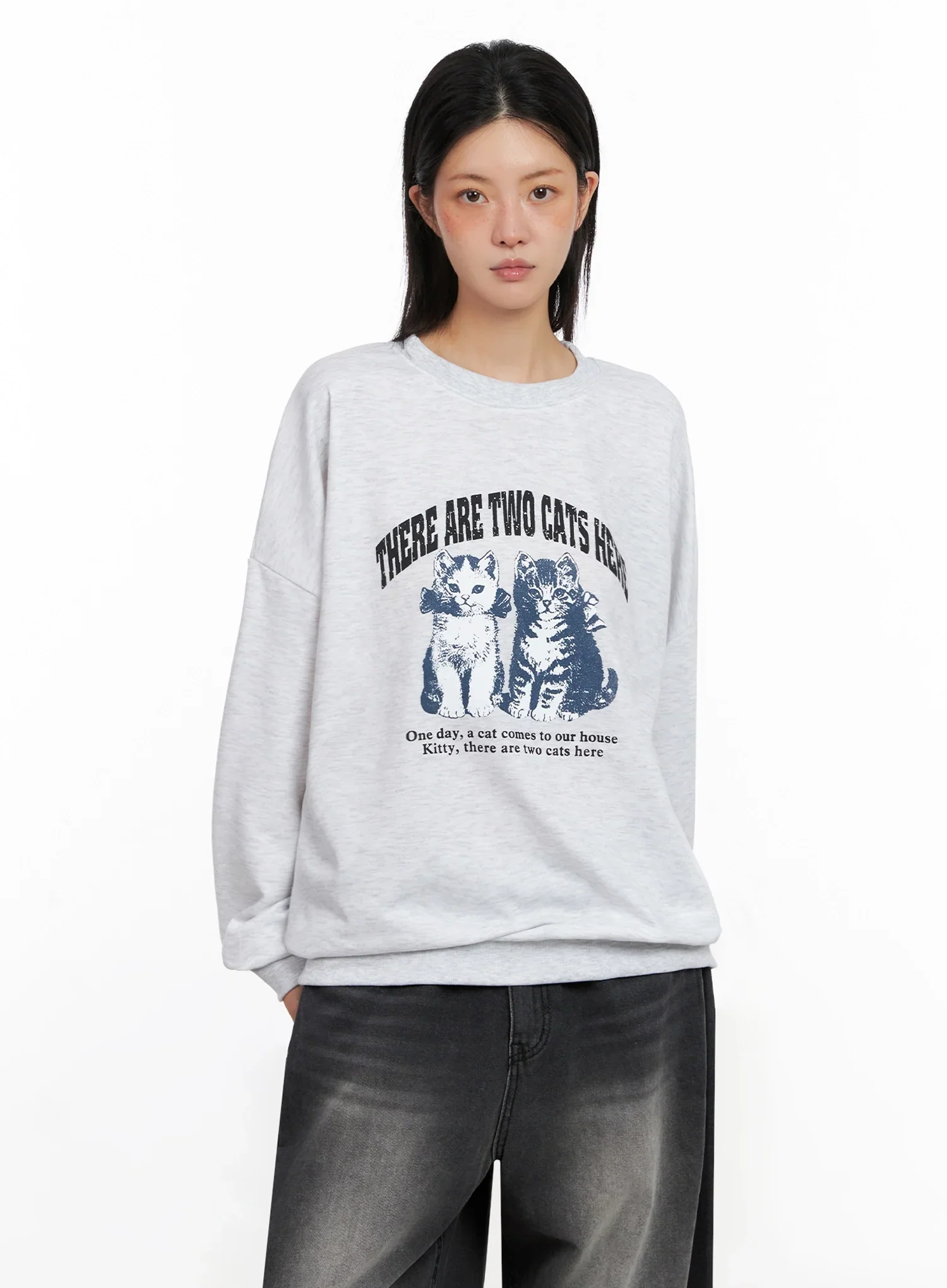Cat Print Graphic Sweatshirt IS508 - Image 5