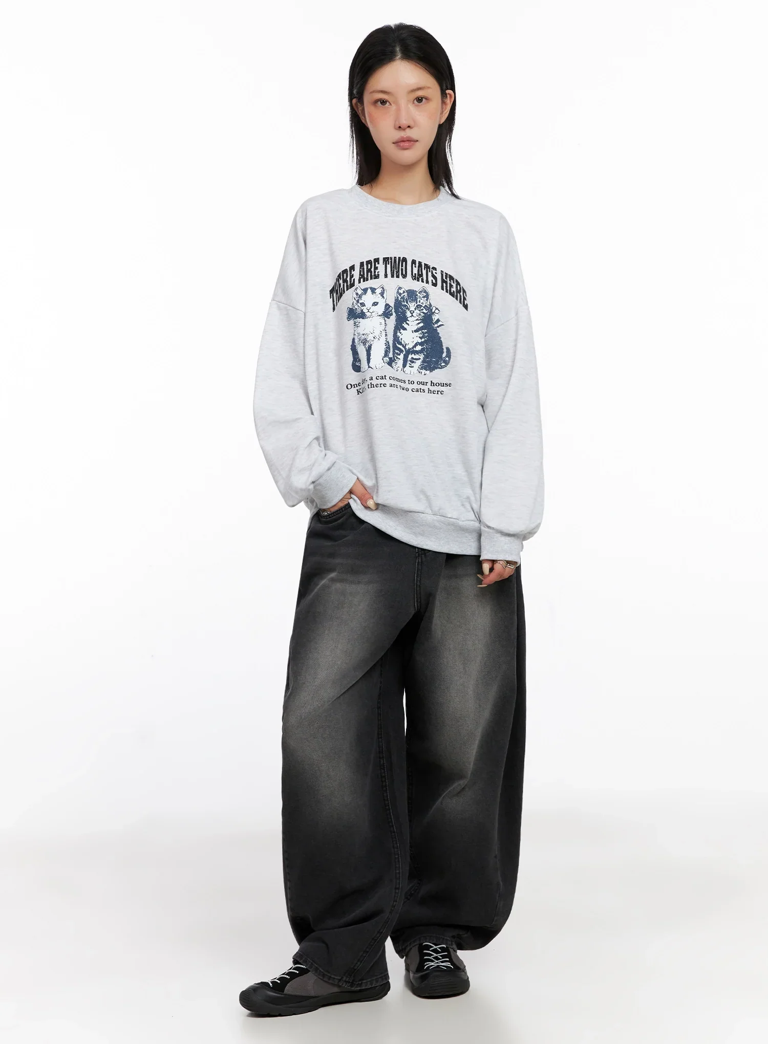 Cat Print Graphic Sweatshirt IS508 - Image 7