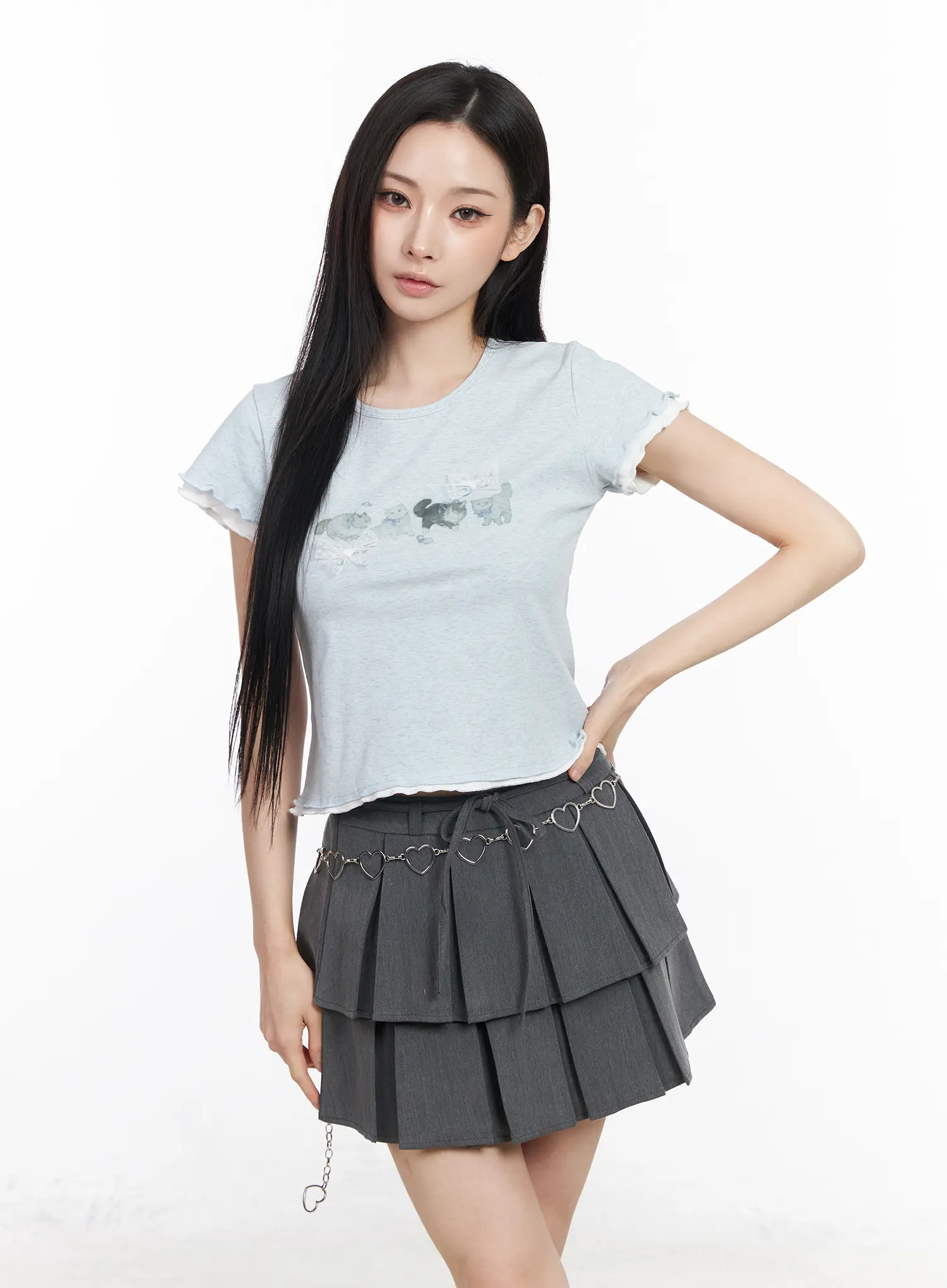 Cats and Bows Crop Baby Tee CM518 - Image 2