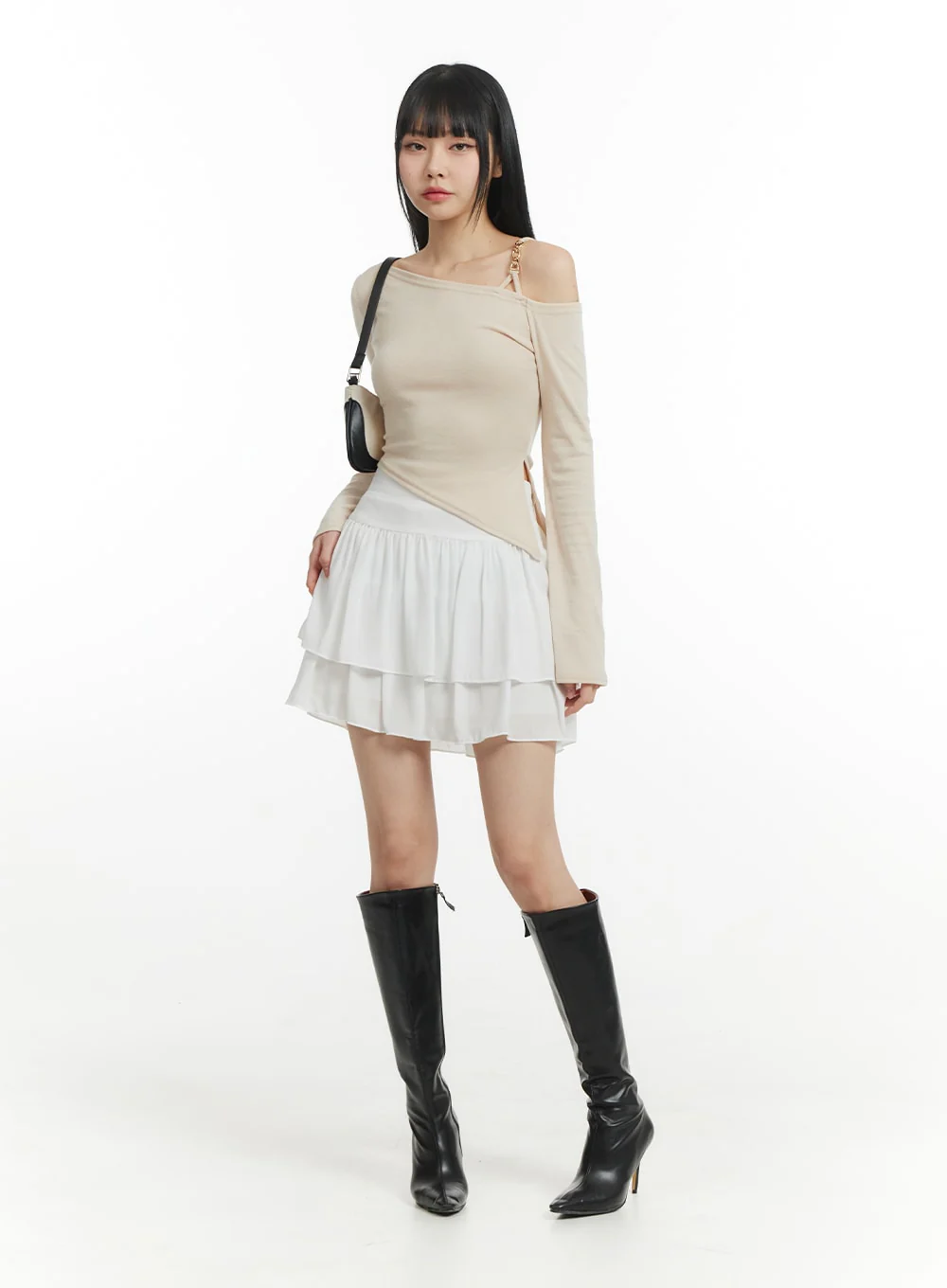 Chain Detail One Shoulder Long Sleeve IM406 - Image 2