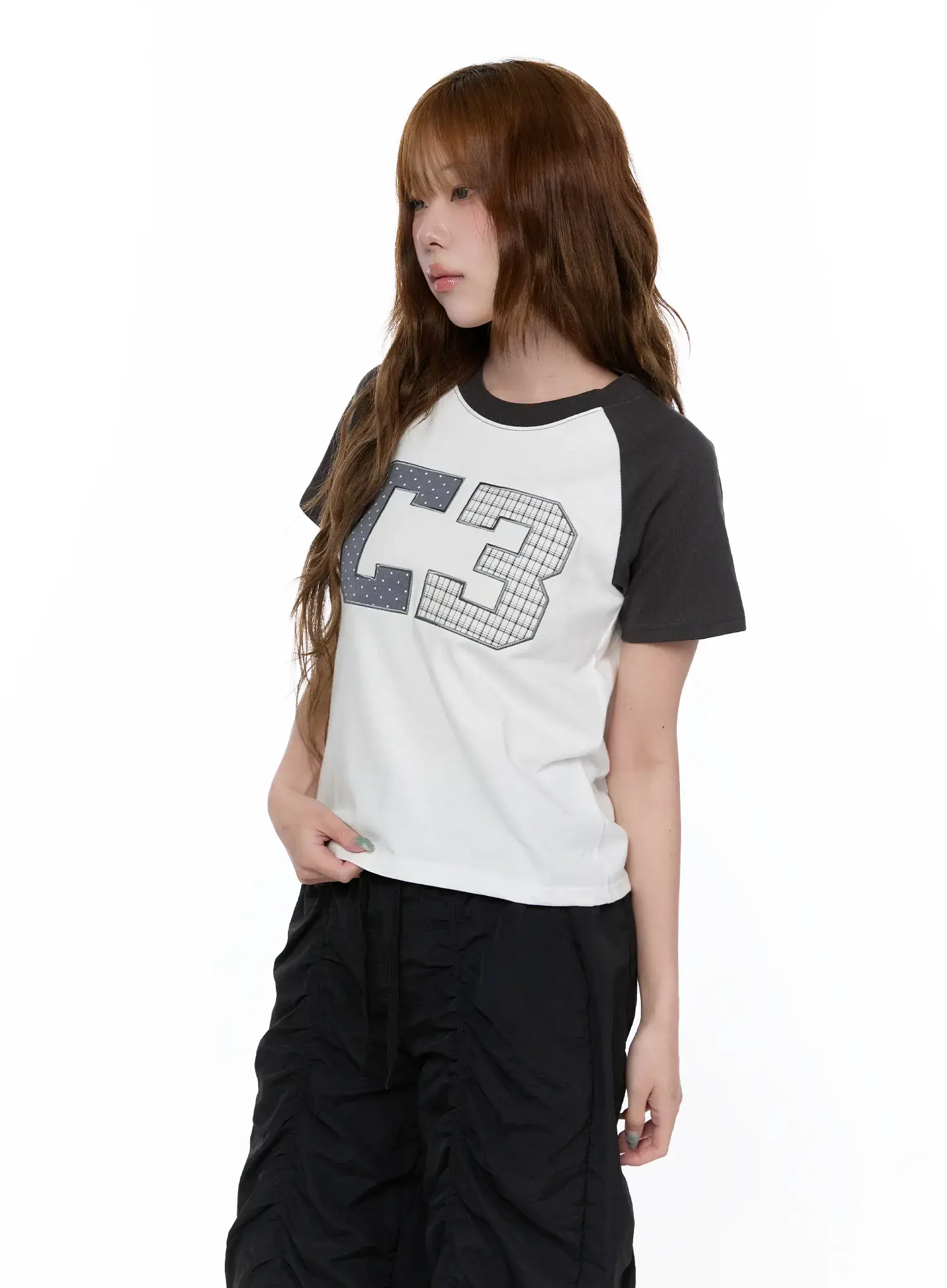 Checkered Graphic Short Sleeve Top CA522 - Image 2