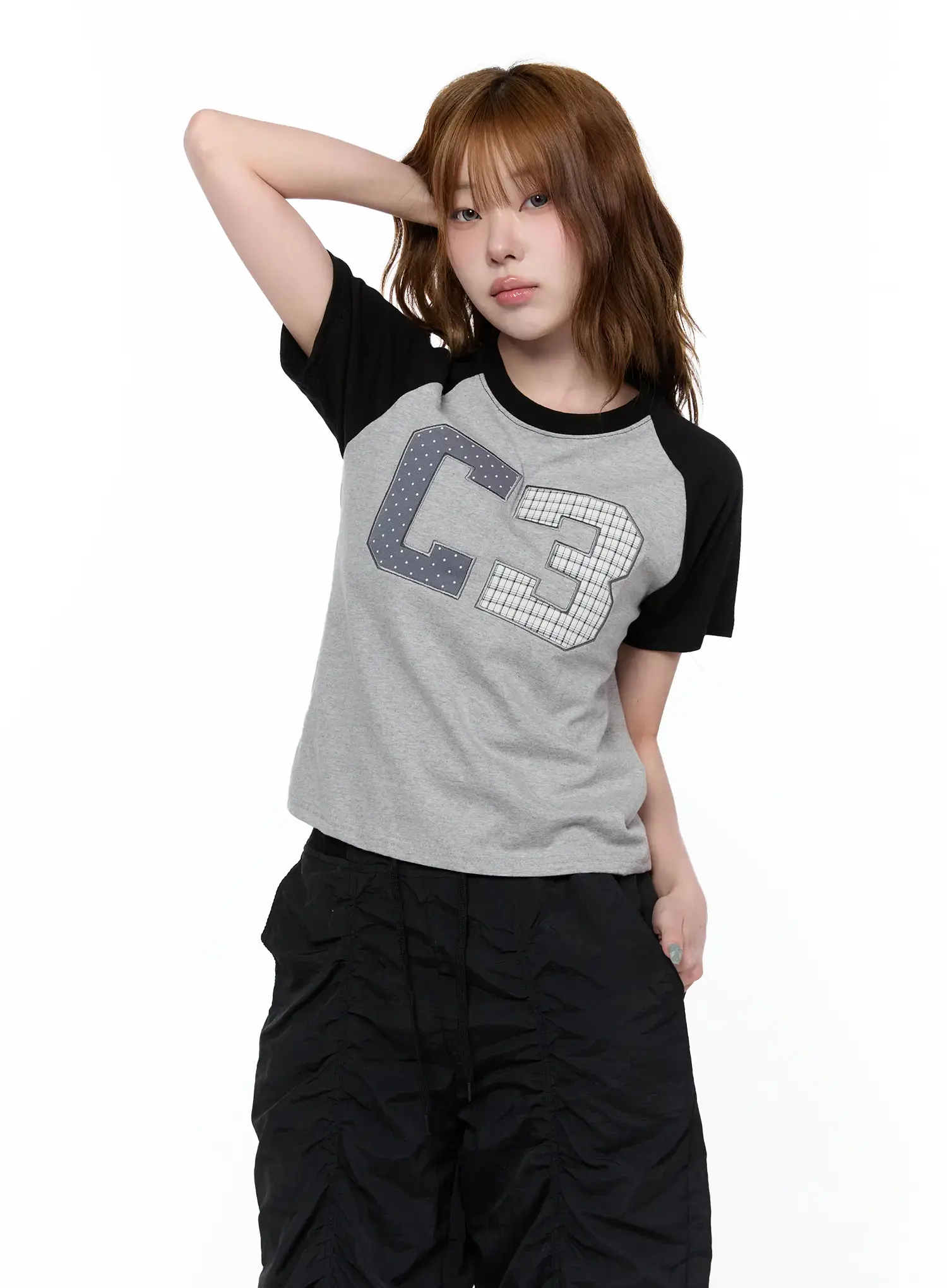 Checkered Graphic Short Sleeve Top CA522 - Image 4