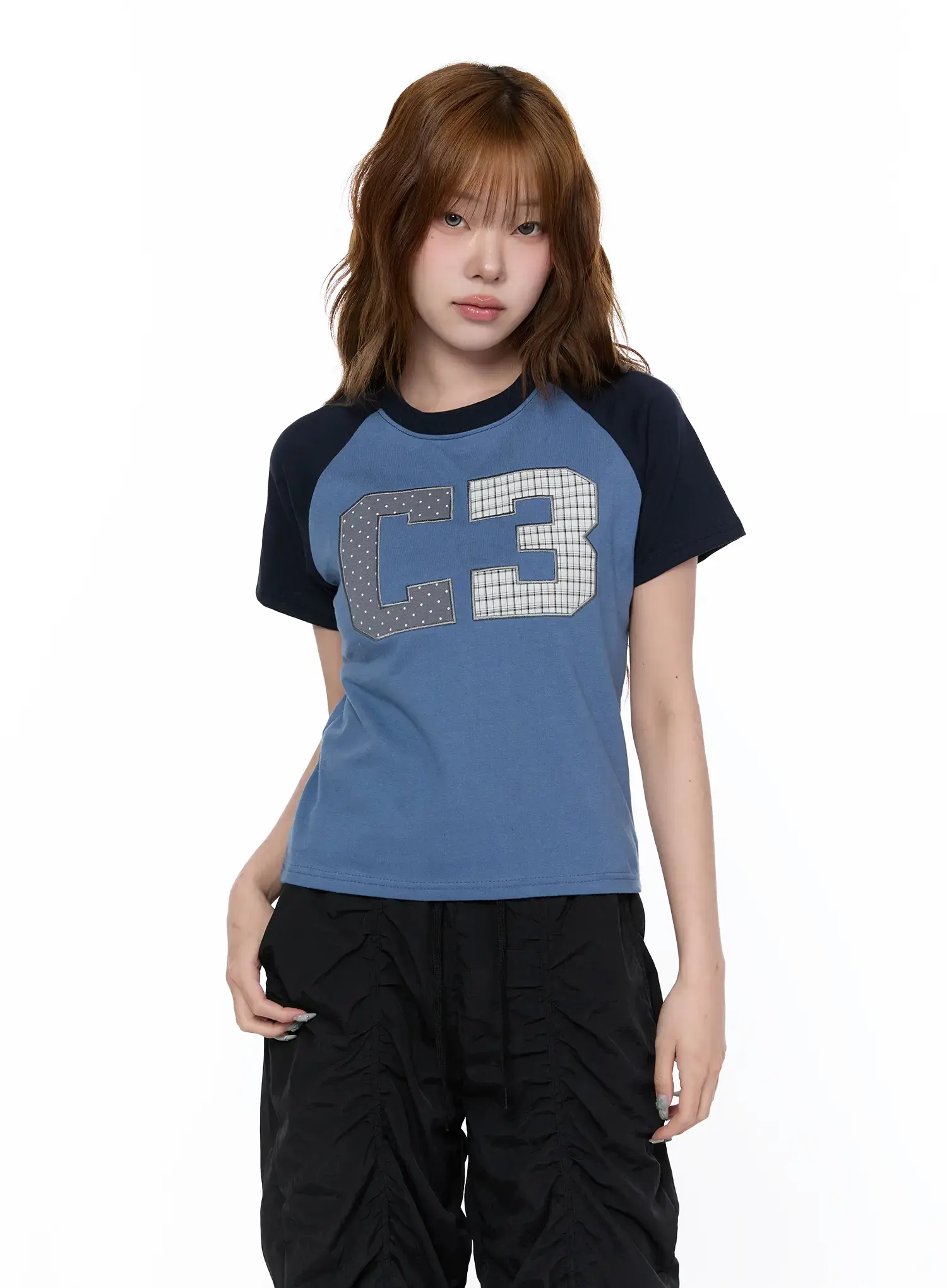 Checkered Graphic Short Sleeve Top CA522 - Image 6