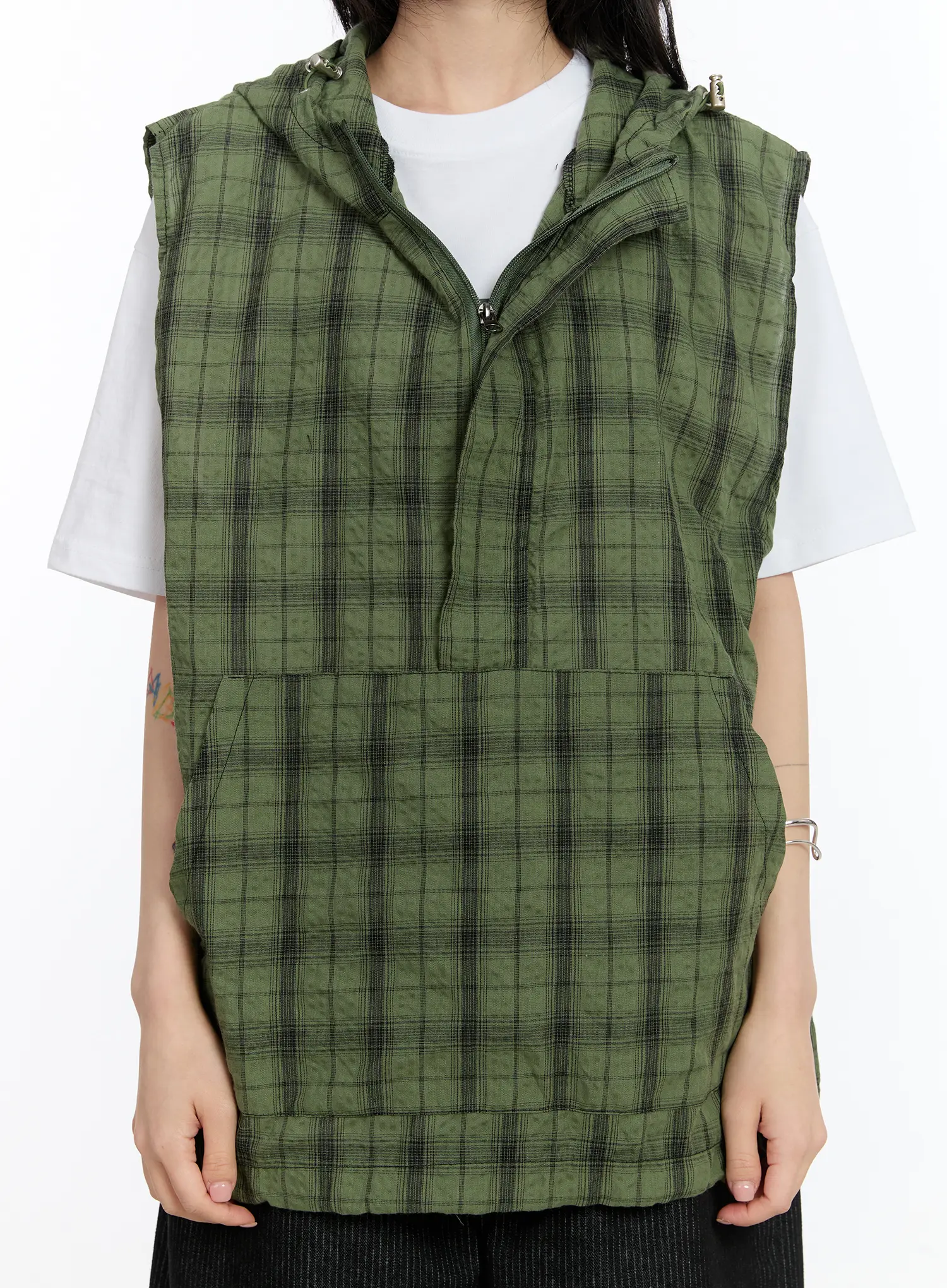 Checkered Hooded Vest CA506 - Image 5