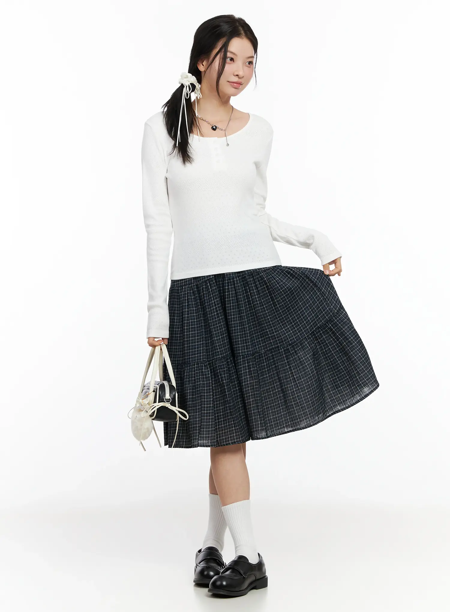 Checkered Midi Skirt IM524 - Image 11
