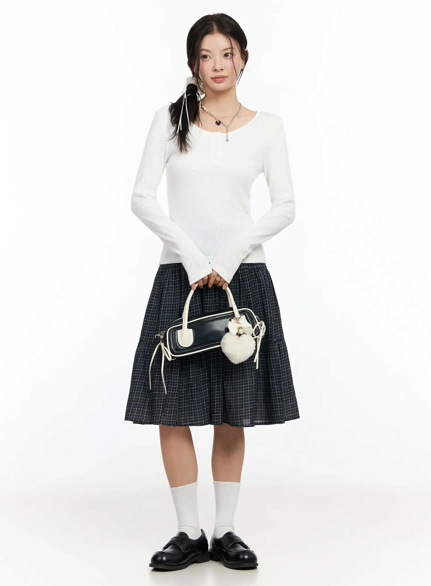 Checkered Midi Skirt IM524 - Image 2