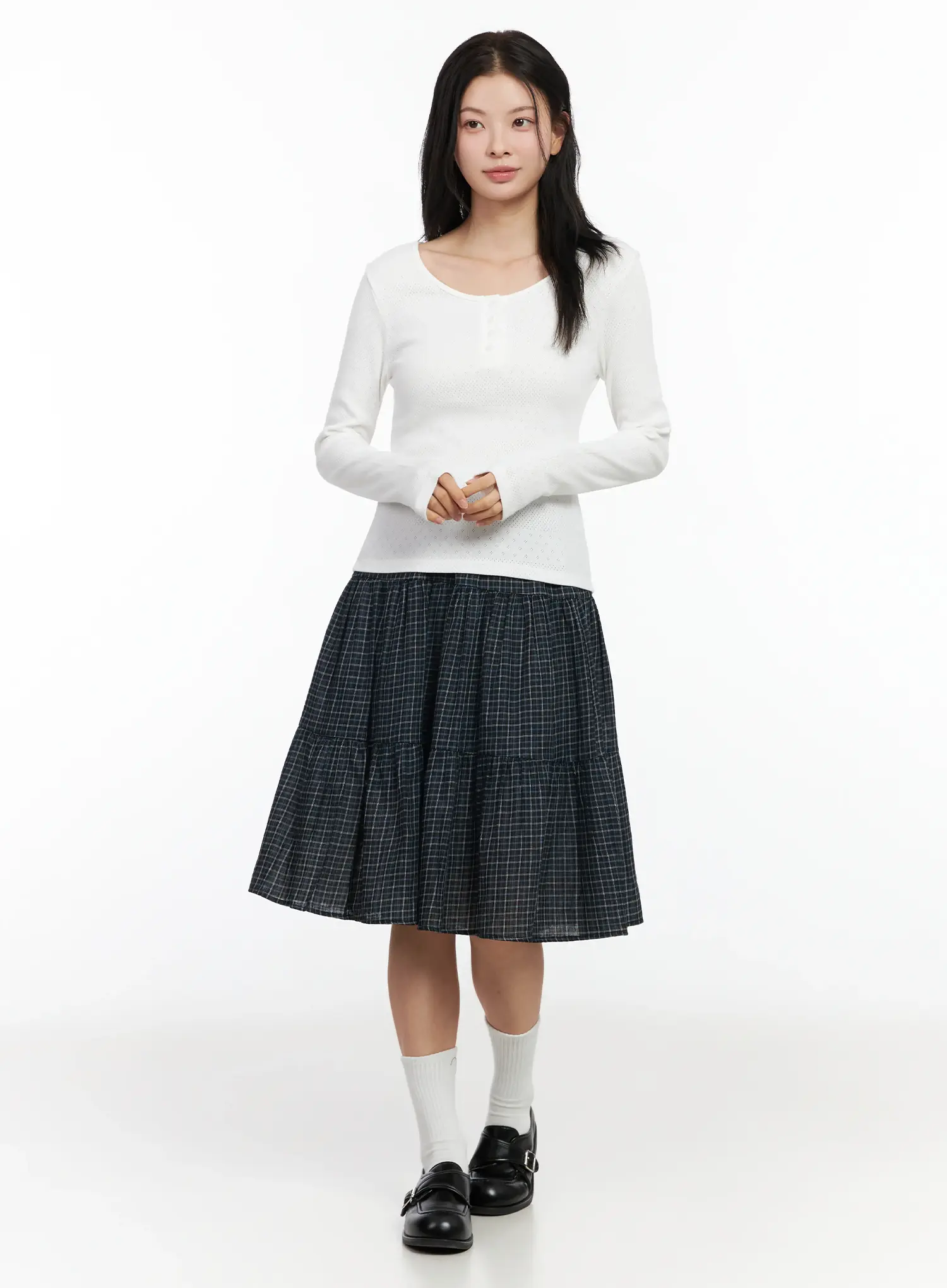 Checkered Midi Skirt IM524 - Image 6