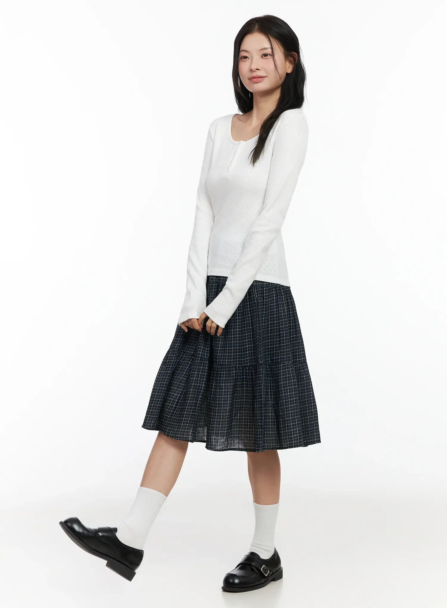 Checkered Midi Skirt IM524 - Image 7