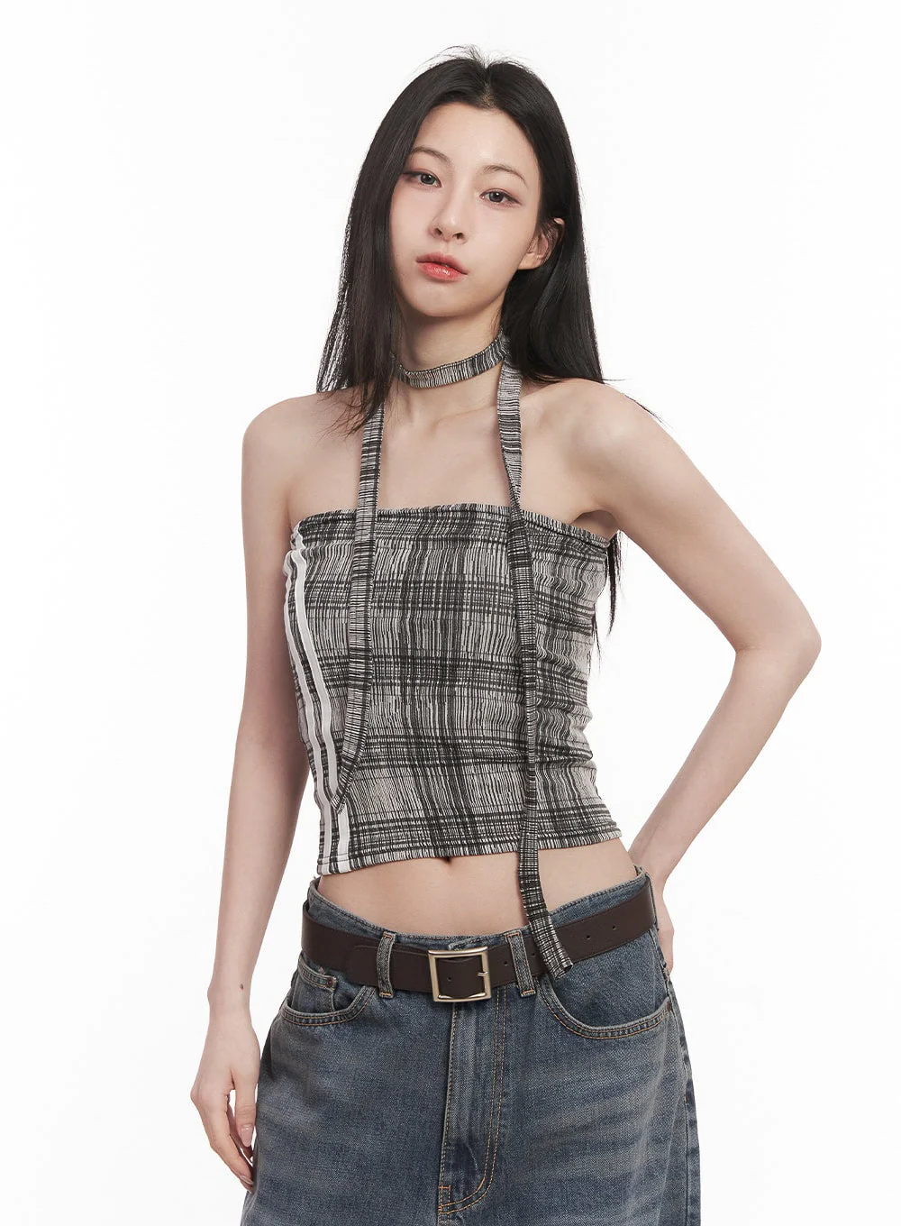 Checkered Tube Top & Scarf Set CM517 - Image 10
