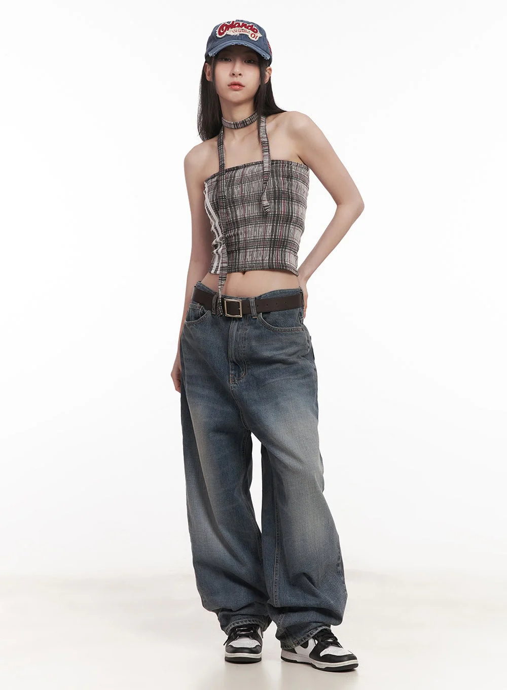 Checkered Tube Top & Scarf Set CM517 - Image 2