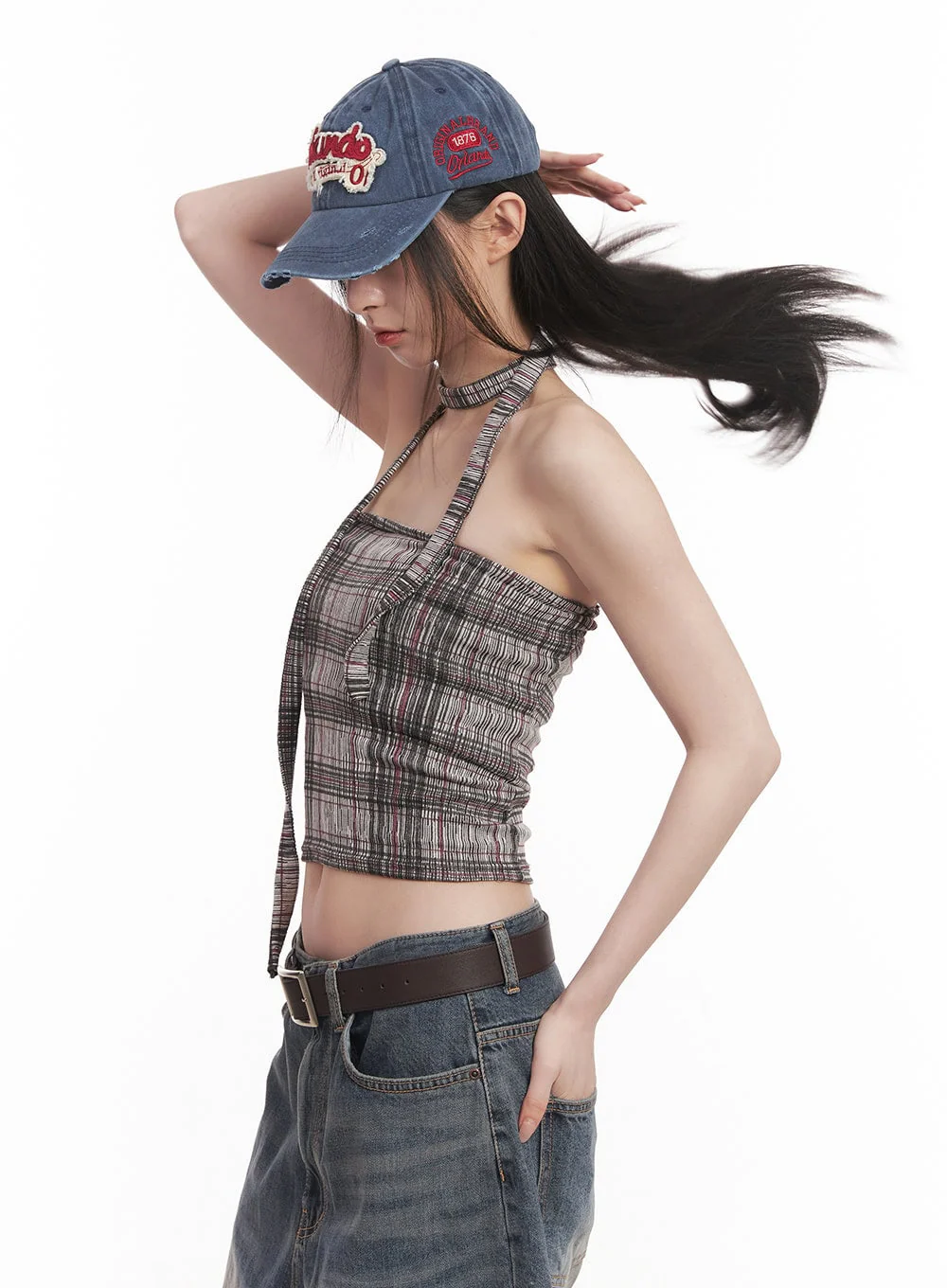 Checkered Tube Top & Scarf Set CM517 - Image 6