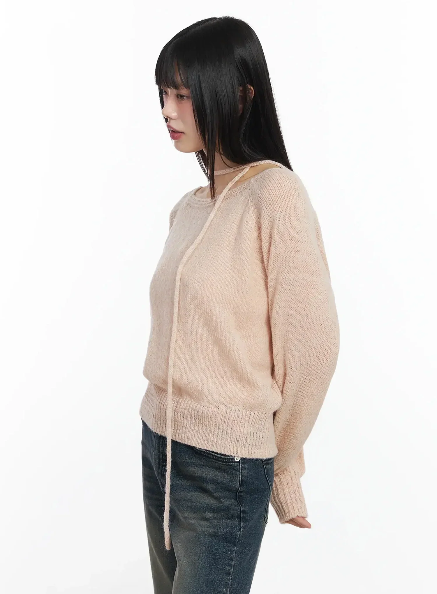 Chic Off-Shoulder Knit Sweater and Thin Scarf Set F517 - Image 8