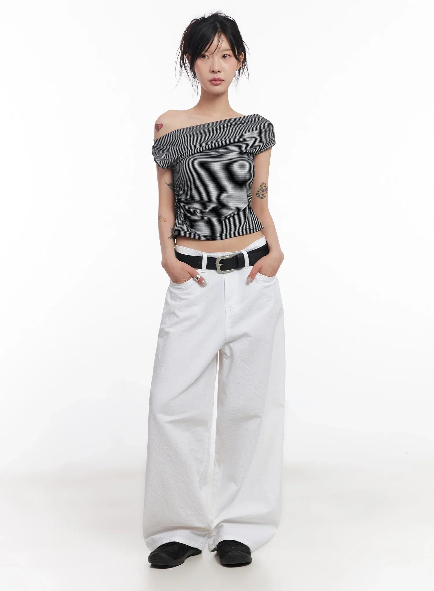 Chic Off-Shoulder Striped Tee IC503 - Image 6
